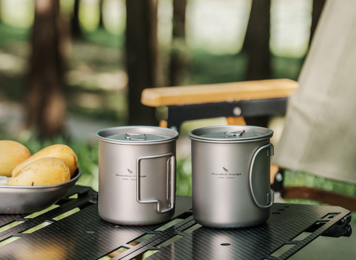 Boundless Voyage Titanbecher mit Deckel Camping-Geschirr für 1 Person 420 ml