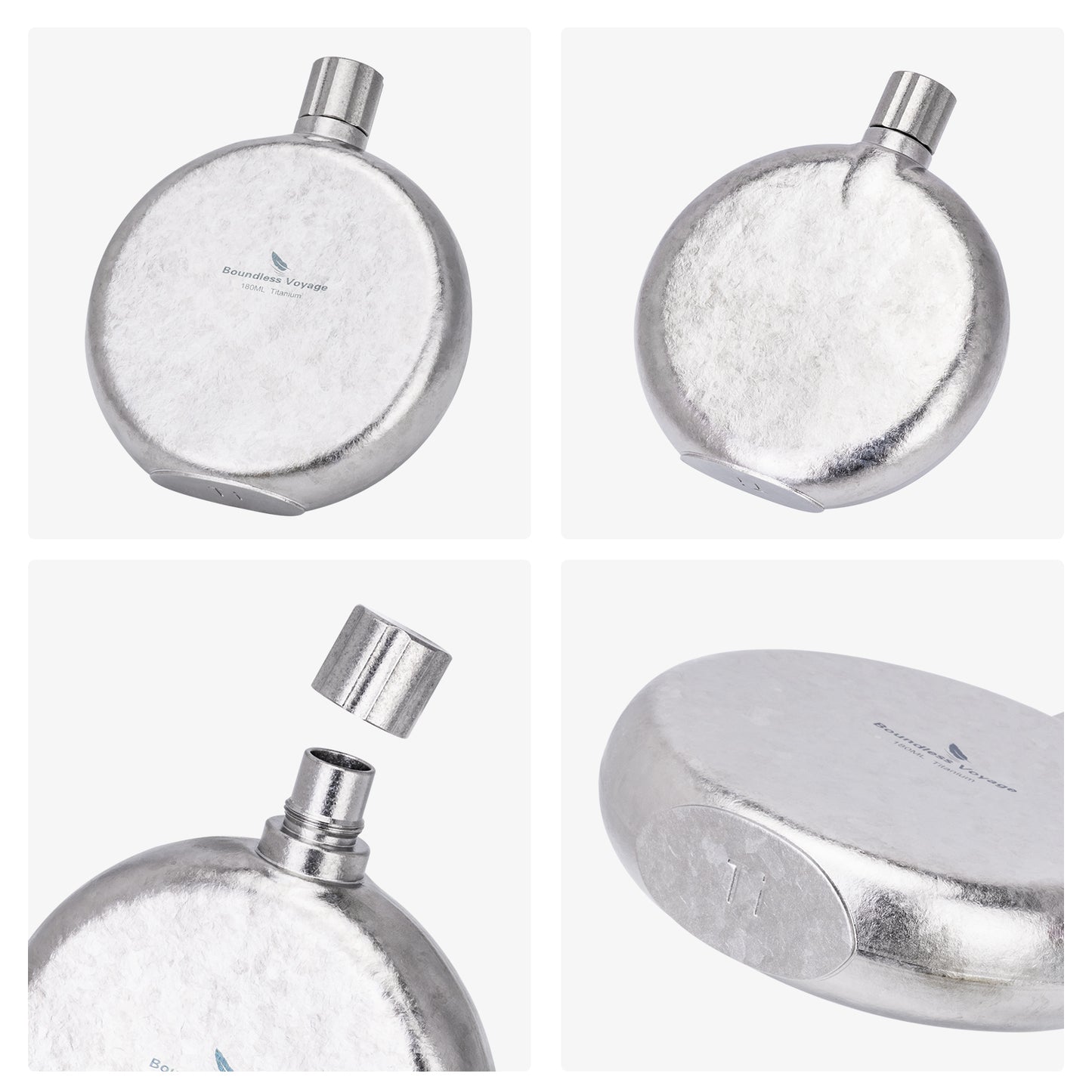 Boundless Voyage Titanium Crystallized Flask 180ml Portable Round Wine Bottle With Titanium Crystallized Funnel Whiskey Alcohol Drink ware Accessories Ti3264D