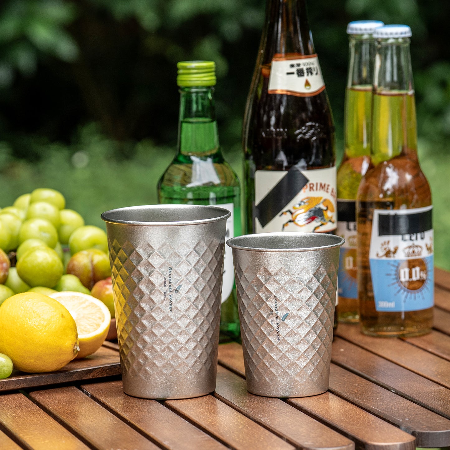 Boundless Voyage Stackable Pure Titanium Cup | Premium Reusable Drinkware for Beer & Juice, Perfect for Home, Party & Outdoor Camping Ti3047D/Ti3048D