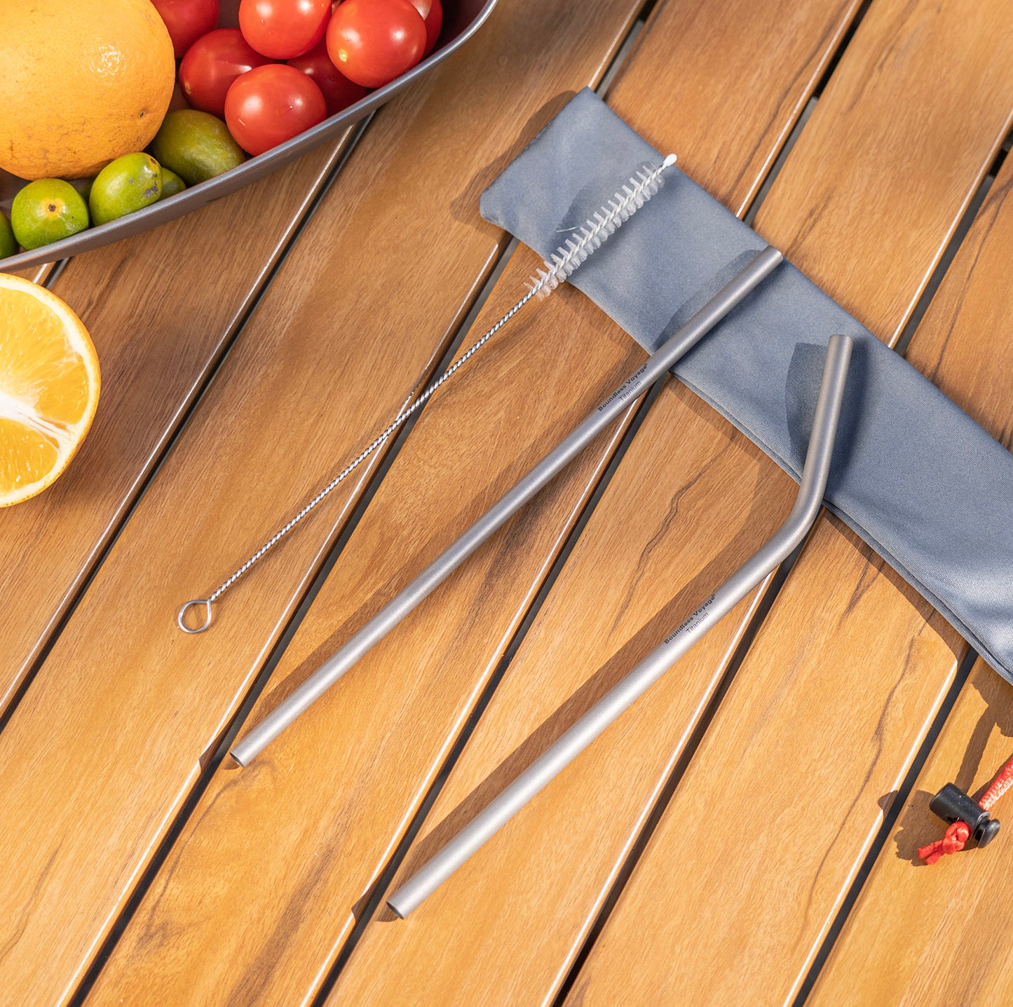 Boundless Voyage Reusable Titanium Straws, Straight & Curved Metal Drinking Straw Kit with Cleaning Brush & Storage Bag, Non-Disposable Eco-Friendly Drinkware for Home Travel Camping Ti1018T