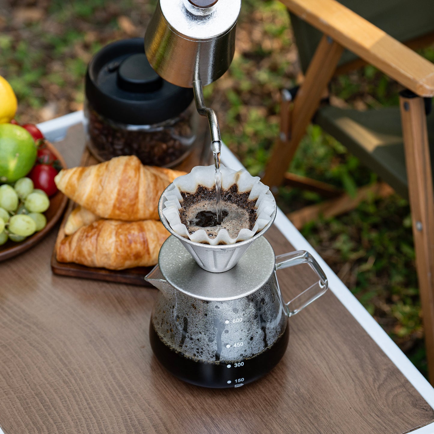Boundless Voyage Titanium Pour Over Coffee Dripper | Reusable Cone Coffee Strainer Filter, 1-2 Cup Single Serve Coffee Brewer for Travel Camping Home Ti6005P
