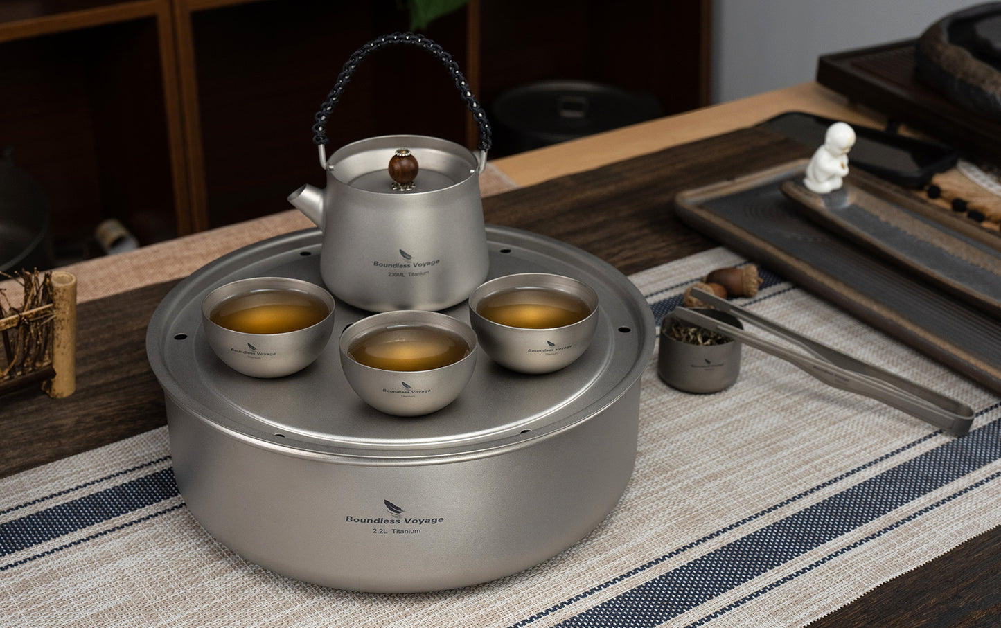 Boundless Voyage Titanium Tea Tray Serving Tray Travel Home Office Tea Coffee Container Drainage Water Storage Titanium Pot Ti3214D