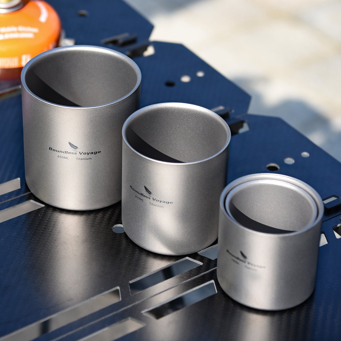 Boundless Voyage Pure Titanium Double-Walled Cup | 120ml/180ml/300ml/450ml Ultralight Anti-Scald Insulated Coffee Mug, Non-Toxic Travel Cup for Camping, Hiking, Home & Office Ti3027D-Ti3032D