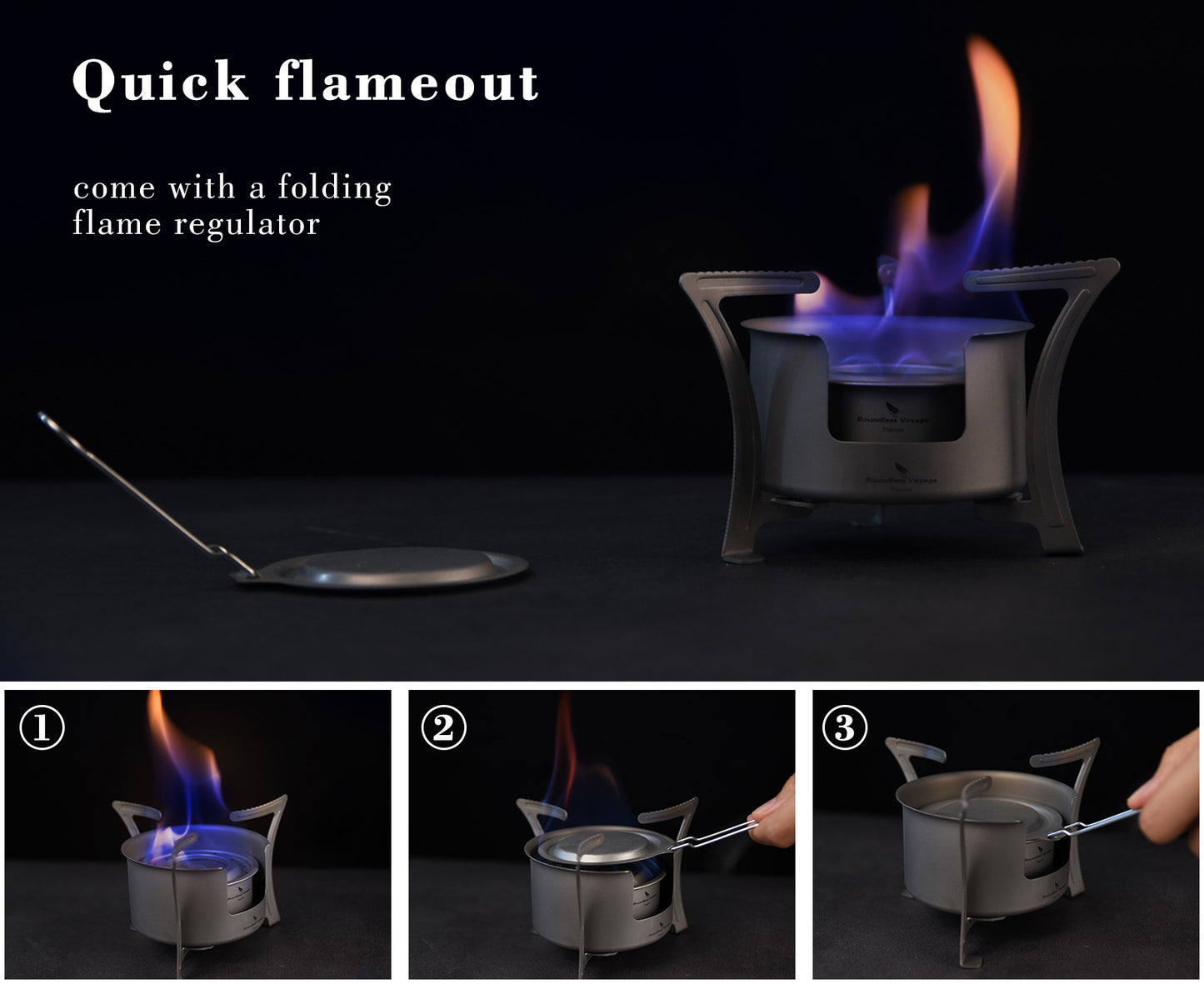 Boundless Voyage Camping Titanium Alcohol Spirit Stove with Pot Stand Outdoor Hiking Backpacking Mini Wood Furnace Burner Ti2013C