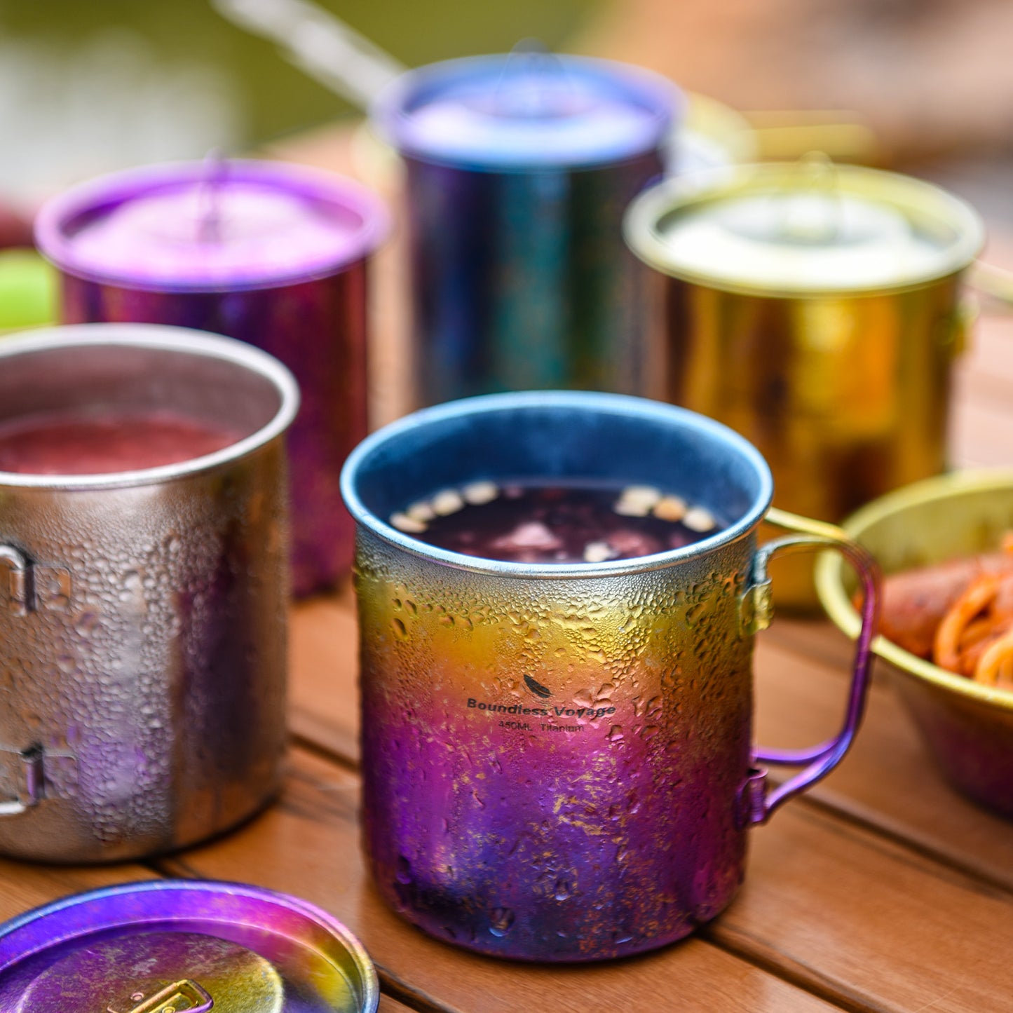 Boundless Voyage 450ml / 15oz Ultralight Titanium Camping Cup with Lid, Portable Drinking Mug for Hiking, Garden & Outdoor Travel Ti3055D