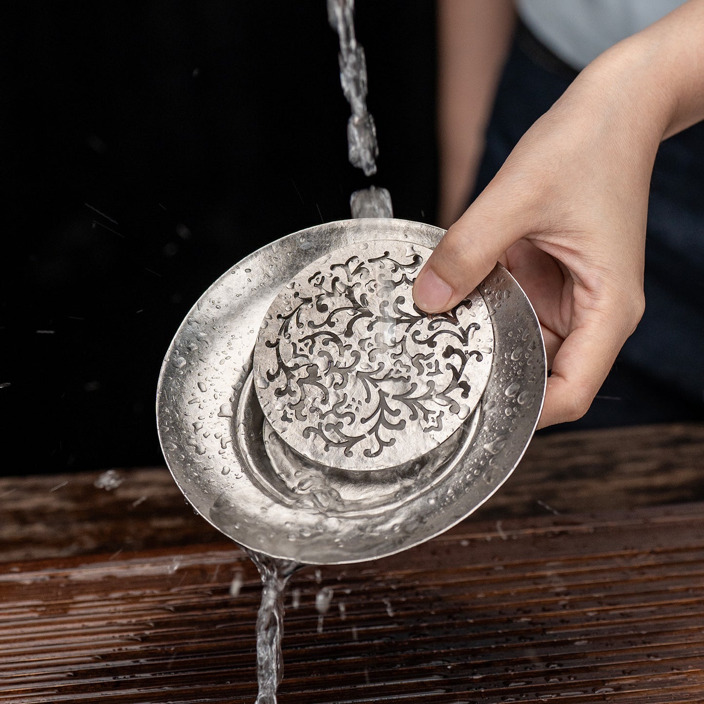 Boundless Voyage Titanium Tea Tray, Hollow Out Detachable Heat Insulation Anti-scald, Multipurpose Water Storage Drain Tray for Kung Fu Tea Home Kitchen Office Camping Ti3201D