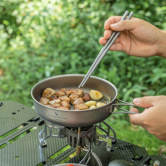Boundless Voyage 18cm Titanium Frying Pan,Ultralight Camping Skillet for Solo Hiking Backpacking Ti2063C