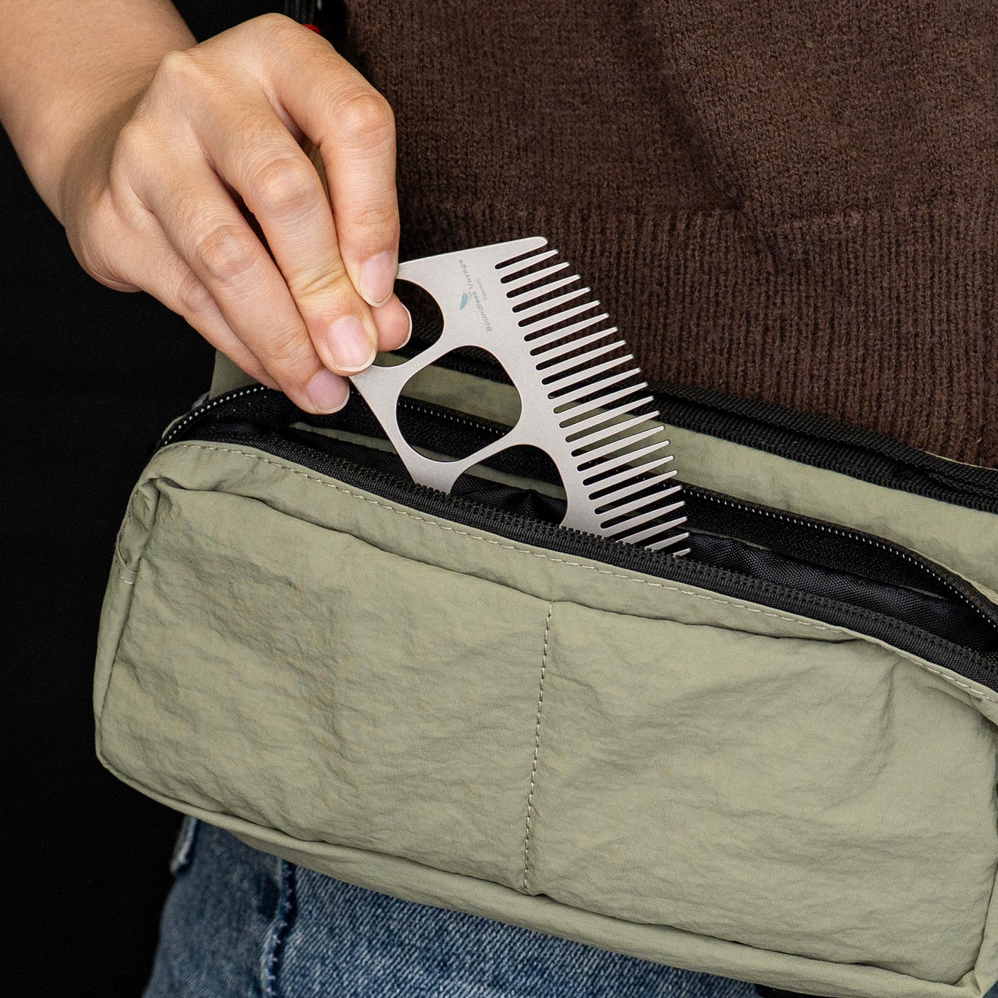 Boundless Voyage Titanium Crescent Comb, Unisex Hair & Beard Grooming Comb for Household Daily Use and Travel Carry