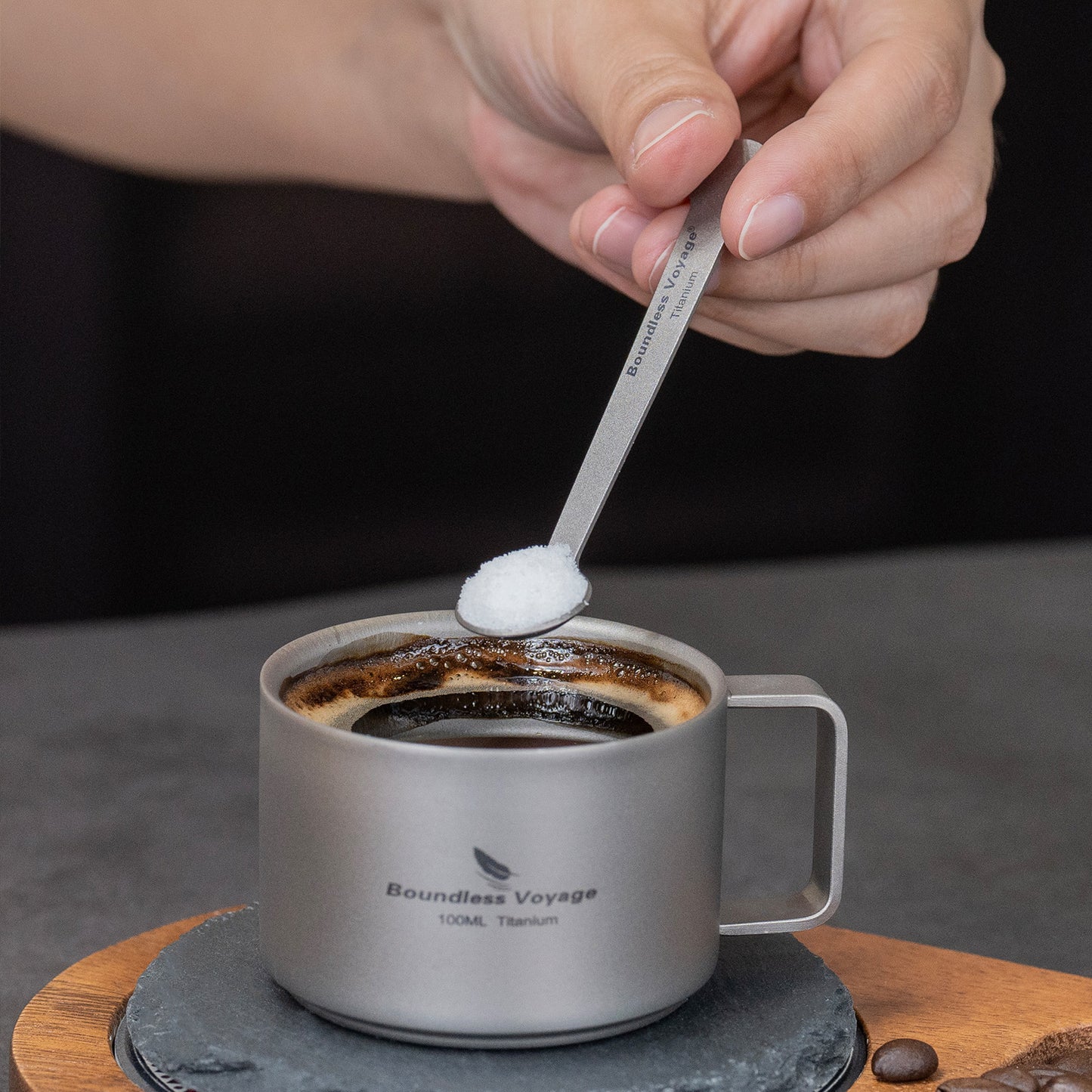 Boundless Voyage Pure Titanium Mini Coffee Spoon | Ultralight Small Stirring Spoon for Sugar, Jam, Tea & Dessert, Party Tableware Ti1040T