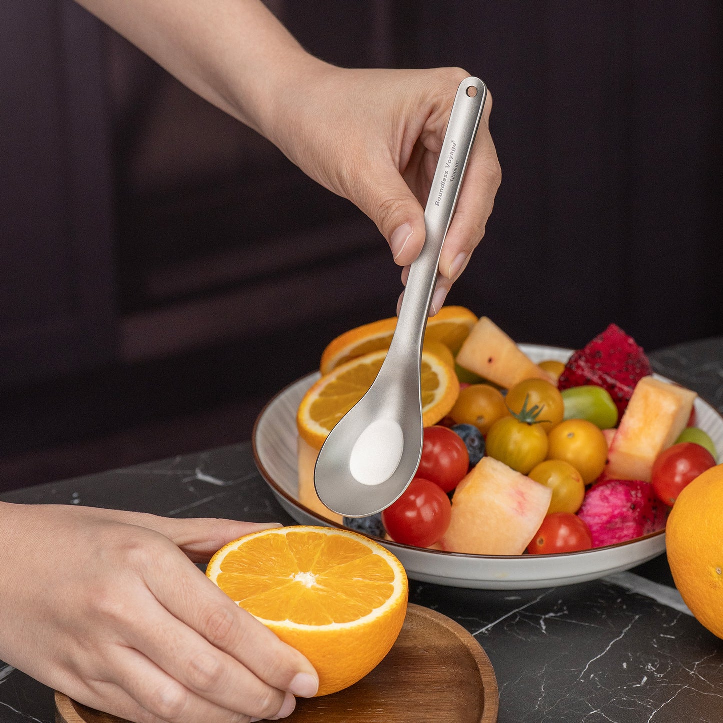 Boundless Voyage Long Handle Pure Titanium Soup Spoon | Ultralight Reusable Cutlery for Camping, Hiking & Daily Use Ti1029T