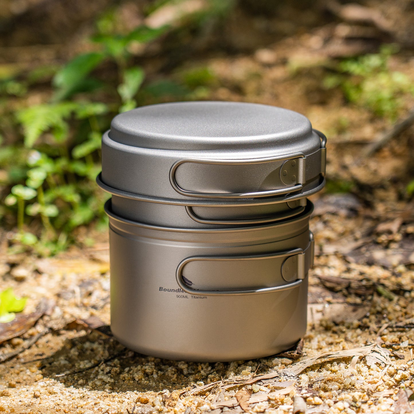 Boundless Voyage Titanium Camping Pots & Pans Set Foldable Handle, 500ml 900ml 1080ml Ultralight Cookware Kit for 1-2 Person Hiking Picnic Ti2034C/Ti2035C/Ti2036C
