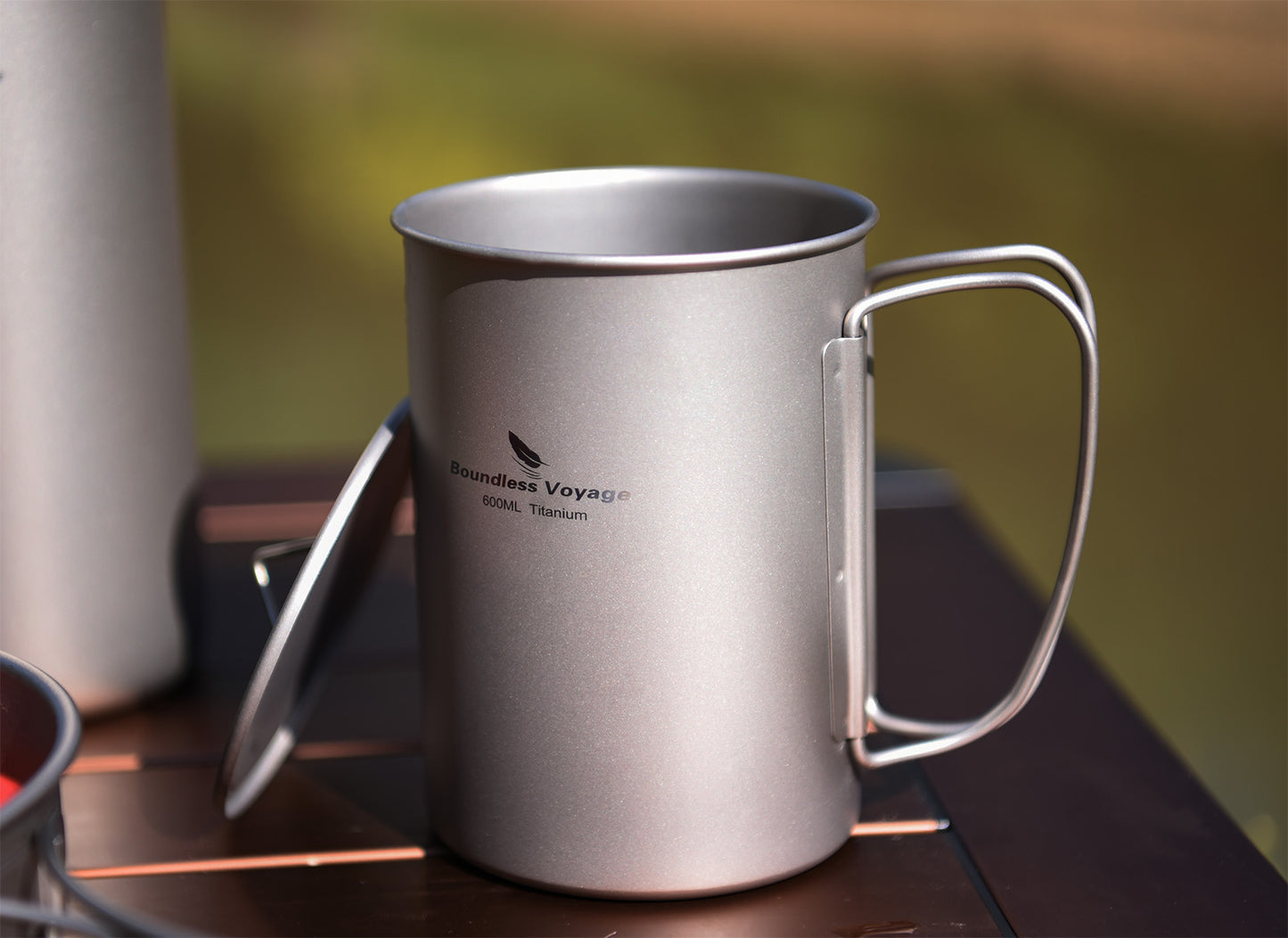 Boundless Voyage Pure Titanium Cup with Flat Lid | Ultralight Portable Coffee Tea Wine Mug, Outdoor Tableware for Backpacking Hiking Camping Picnic Ti3049D