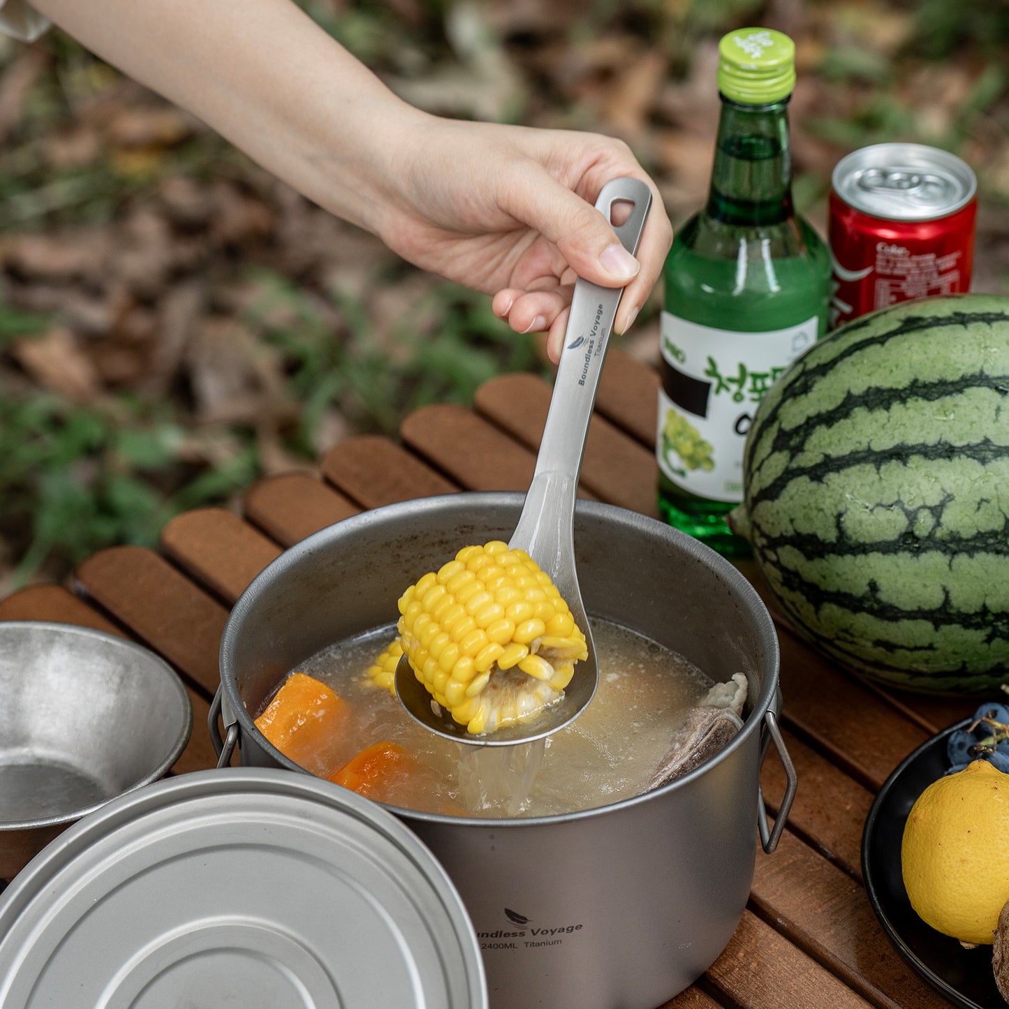 Boundless Voyage Pure Titanium Skimmer Colander with Long Handle | Ultralight Portable Kitchen & Camping Filter Spoon for Fried Food Ti1038A&nbsp;