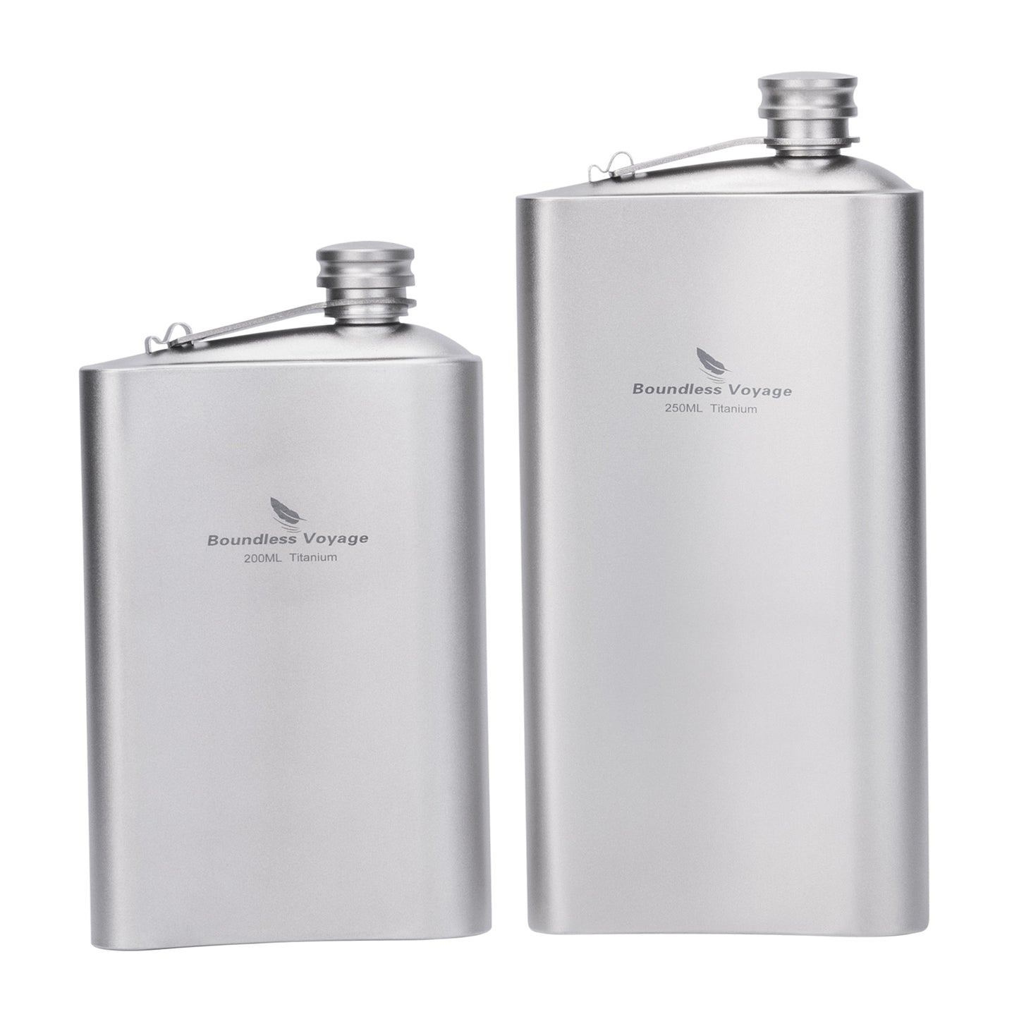 Boundless Voyage Titanium Flask 200ml/250ml Ultralight & Durable Camping Essential - Flavor-Resistant Flask Bottle for Whiskey Vodka Wine Outdoor Travel Equipment Ti3261D/Ti3074D