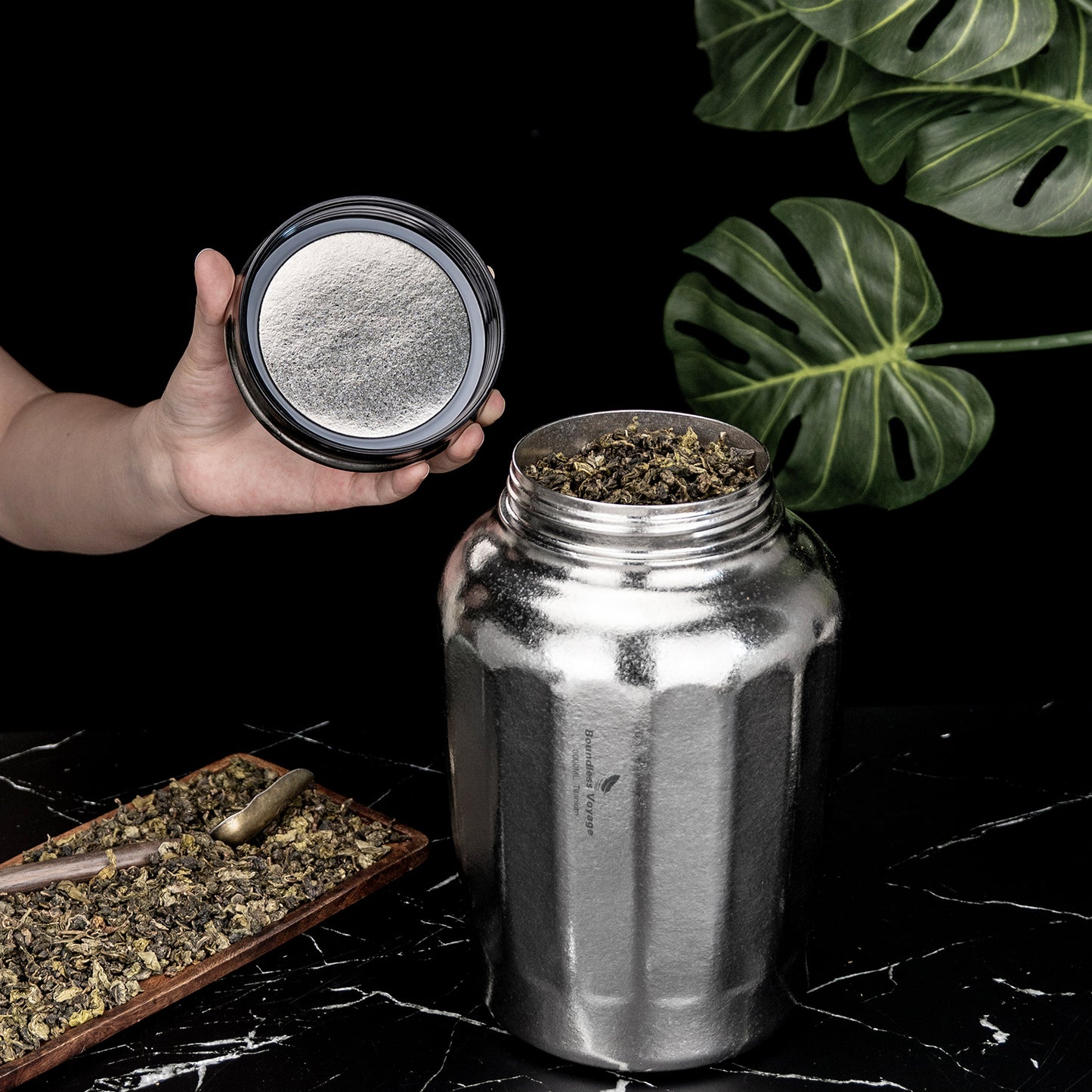 Boundless Voyage 3000ML Pure Titanium Airtight Storage Canister, Large Capacity Sealed Tea Coffee Container, Lightweight Food Storage Jar for Grains Nuts, Home & Camping Use Ti3212A