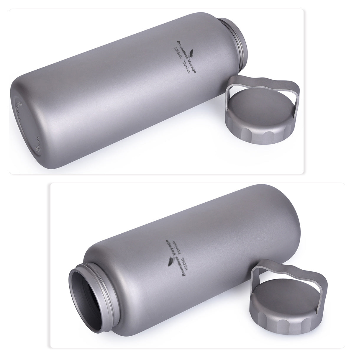 Boundless Voyage Titanium Water Bottle 1050ml/35.5 oz with Handle Outdoor Leak-Proof Wide Mouth Sport Drinking Bottle Camping Tea Coffee Canteen Kettle for Hiking Climbing Running Ti3006D