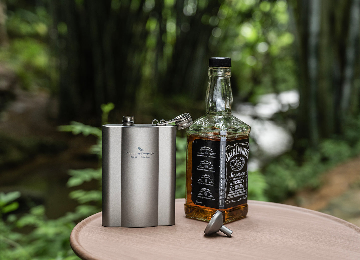 Boundless Voyage Titanium Hip Flask 180ml / 240ml Rust-Free Ultralight Small Liquor Flask Bottle for Whiskey Vodka Wine Outdoor Portable Travel Outdoor Ti3071D / Ti3072D/ Ti3073D