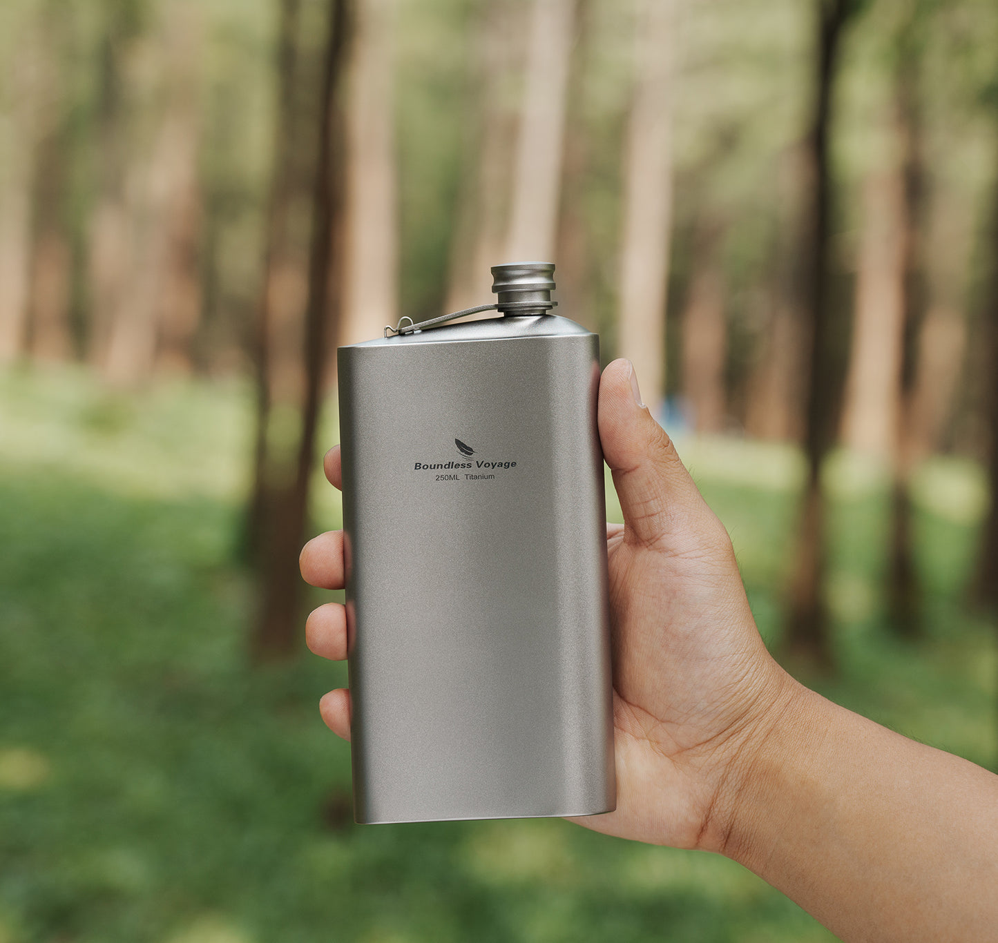 Boundless Voyage Titanium Flask 200ml/250ml Ultralight & Durable Camping Essential - Flavor-Resistant Flask Bottle for Whiskey Vodka Wine Outdoor Travel Equipment Ti3261D/Ti3074D
