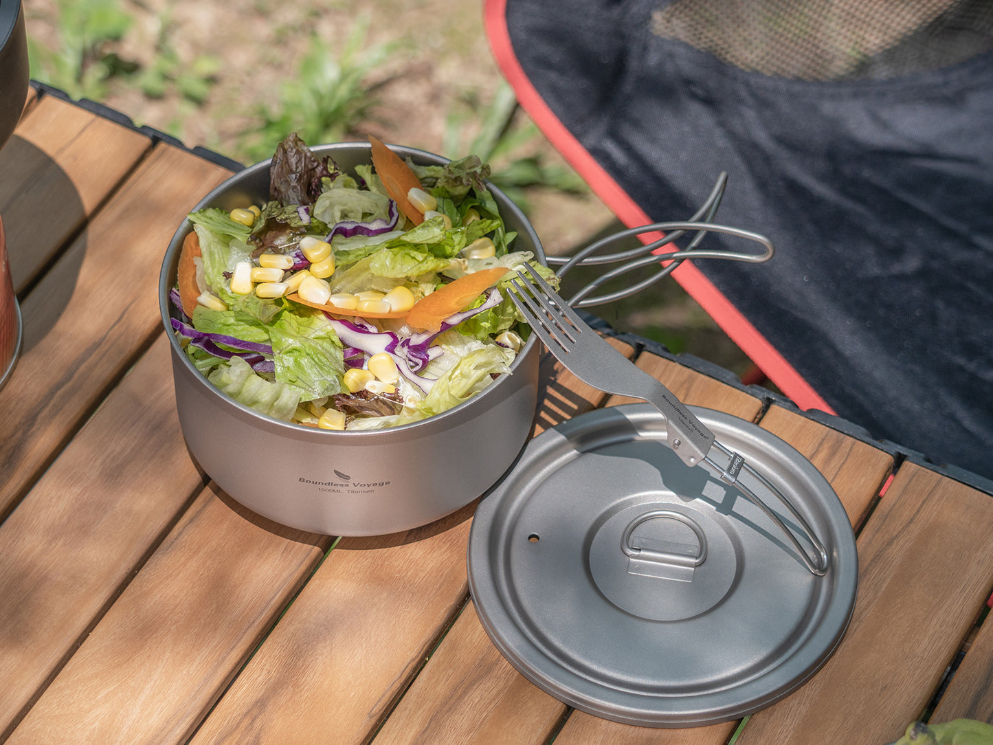 Boundless Voyage Titanium Pot with Lid Outdoor Camping Individual Soldier Pot Single Layer Lunch Box Ti2041C
