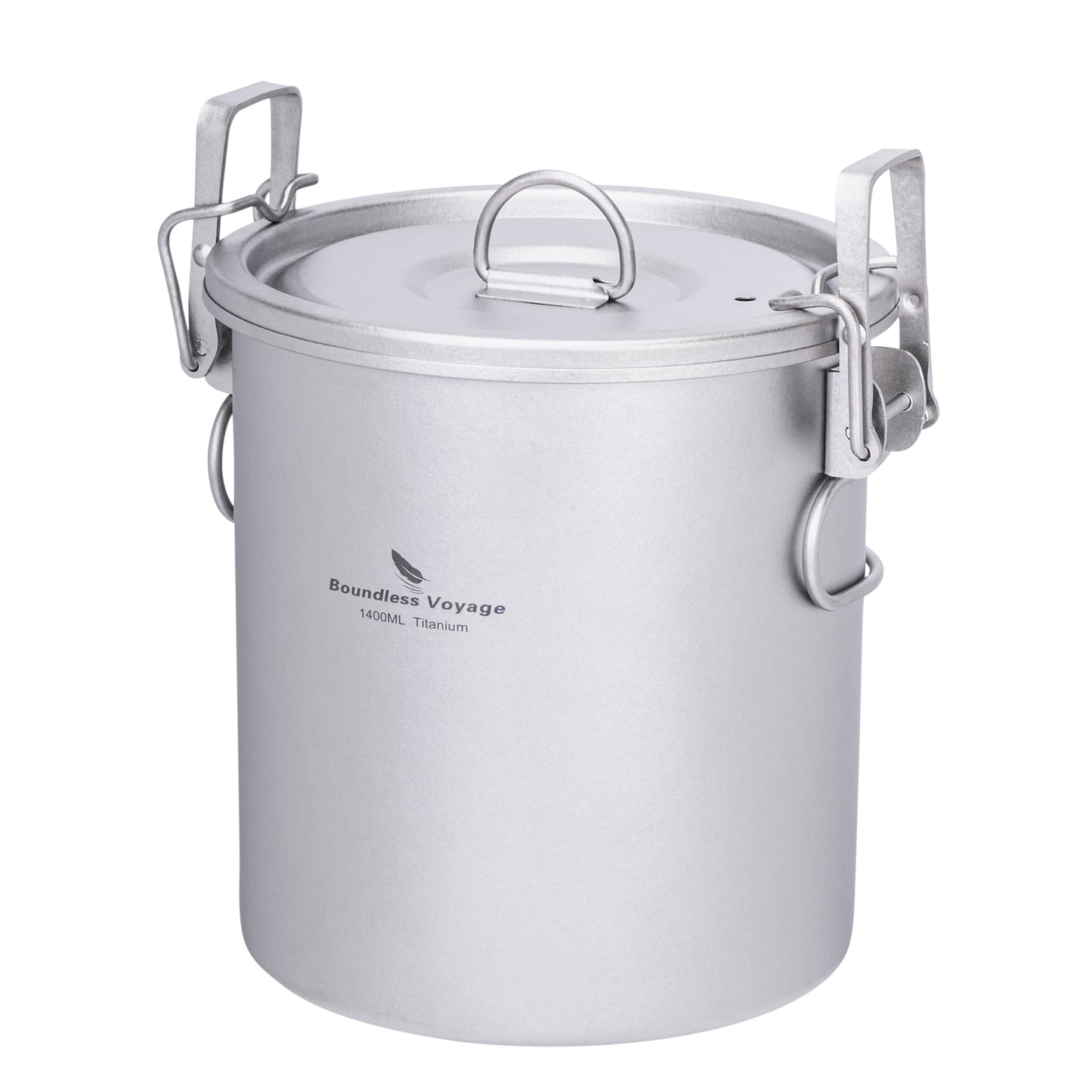 Boundless Voyage Crystalline Finish Ultralight Titanium Camping Rice Cooker Pot, 1.4L Outer Pot with 0.9L Inner Container, Portable Cookware for Hiking, Travel & Outdoor Camping Ti2093C