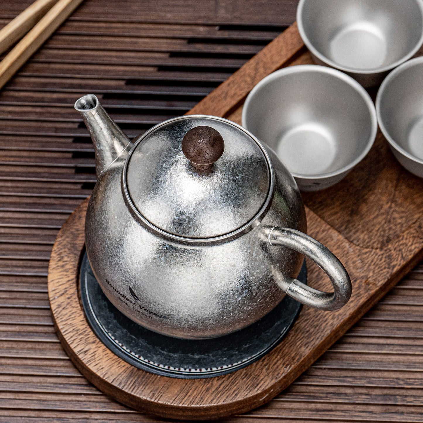 Boundless Voyage Titanium Kungfu Teapot with Lid and Handle Camping Tea Pot for Outdoor Backpacking Hiking Teapot 380ml Ti3107D