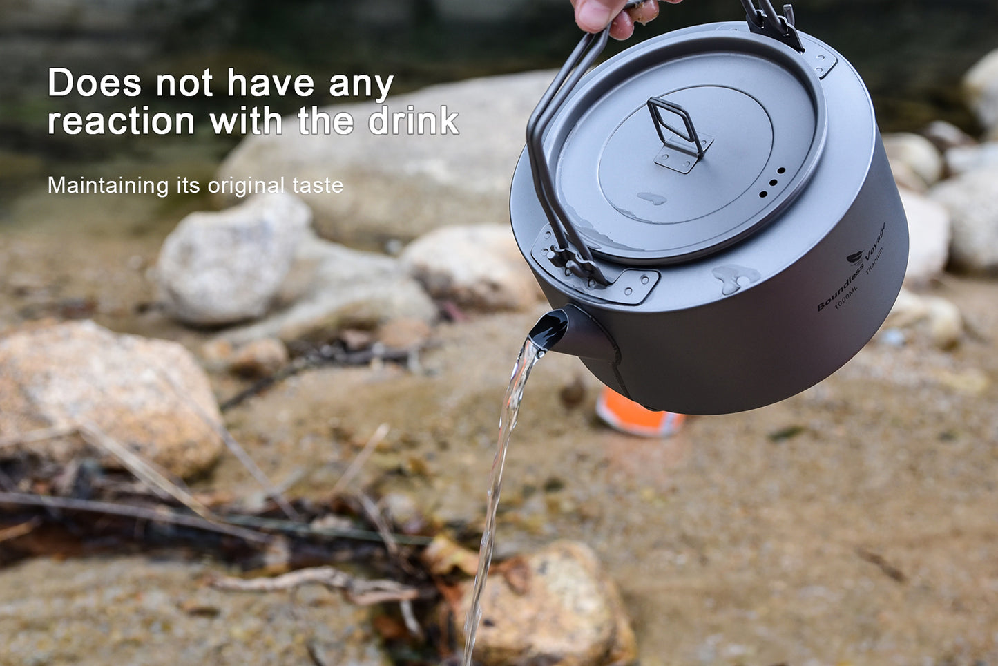 Boundless Voyage 1L Pure Titanium Camping Kettle | Ultralight Coffee Teapot with Foldable Handle & Tea Filter for Boiling Water, Coffee & Tea Ti3098D