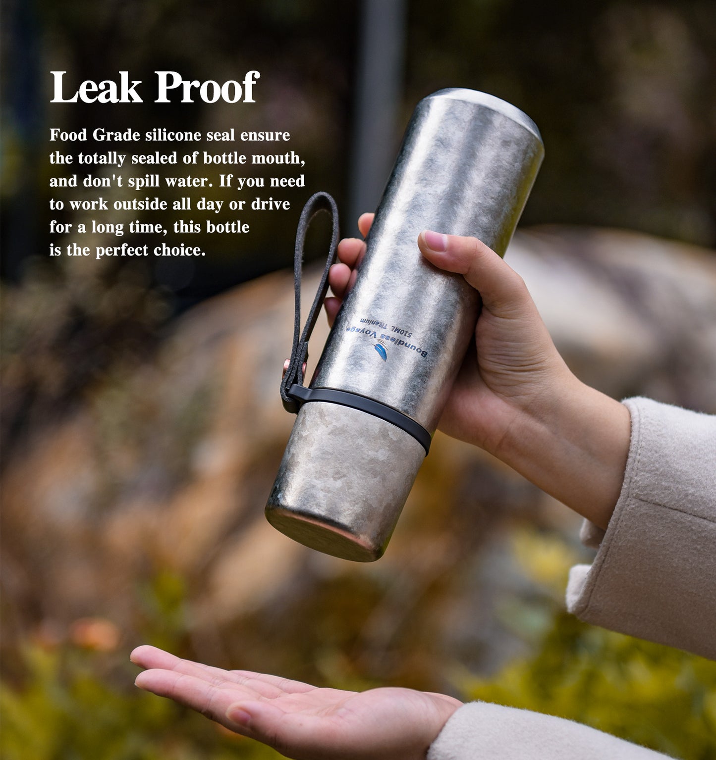 Boundless voyage Titanium Vacuum-Insulated Beverage Bottle Large Capacity 510ml Outdoor Portable Vacuum Flask water bottles Hiking water bottle Ti3011D