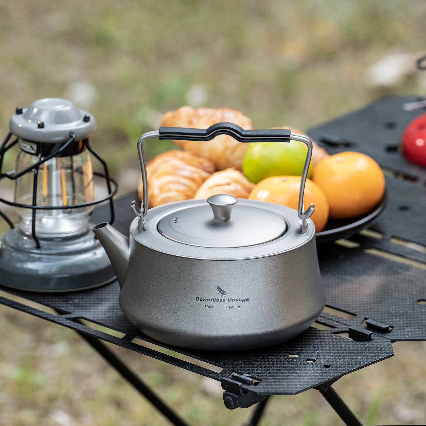 Boundless Voyage 800ml Pure Titanium Kettle with Filter & Foldable Handle, Ultralight Camping Teapot Ti3093D
