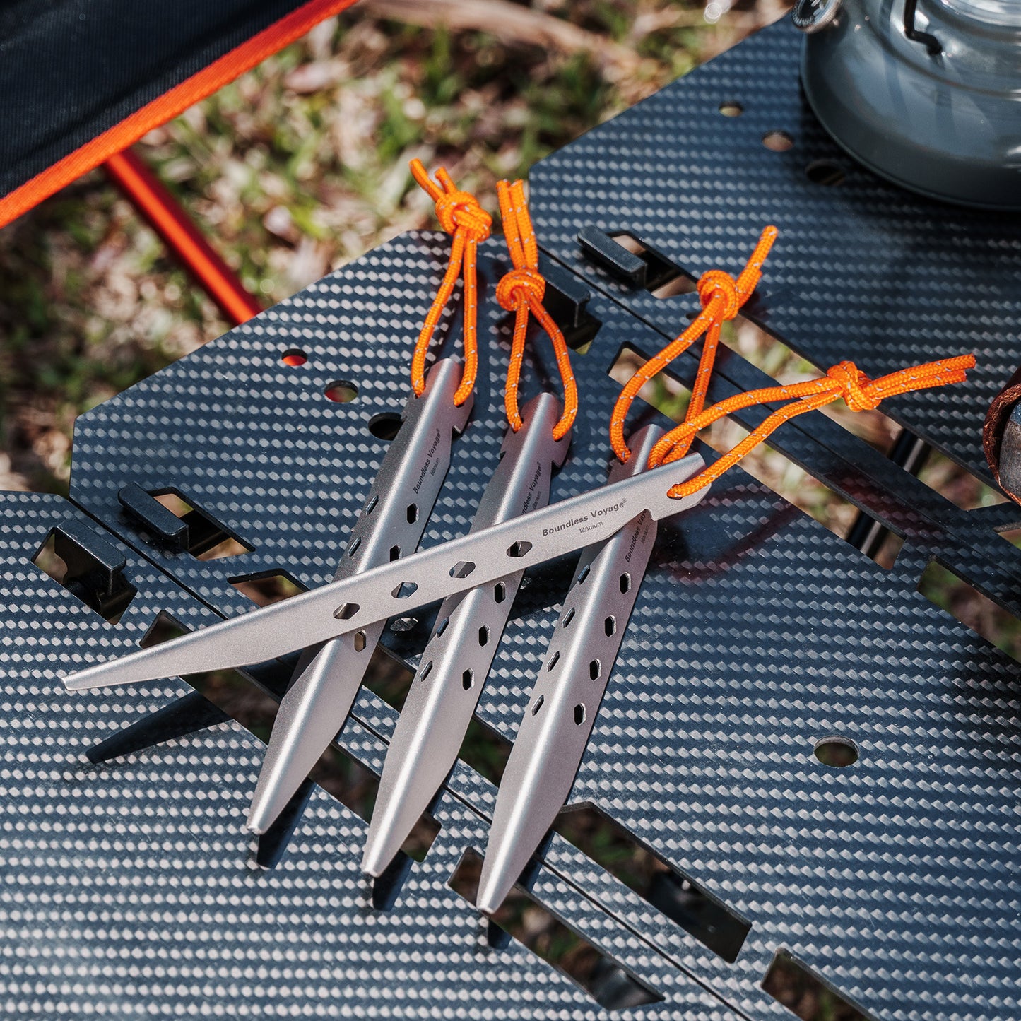 Boundless Voyage 16.5cm V-Shape Pure Titanium Tent Stakes | Ultralight Heavy Duty Ground Pegs, Outdoor Camping Accessories, 6Pcs & 8Pcs Optional Packs Ti4007P