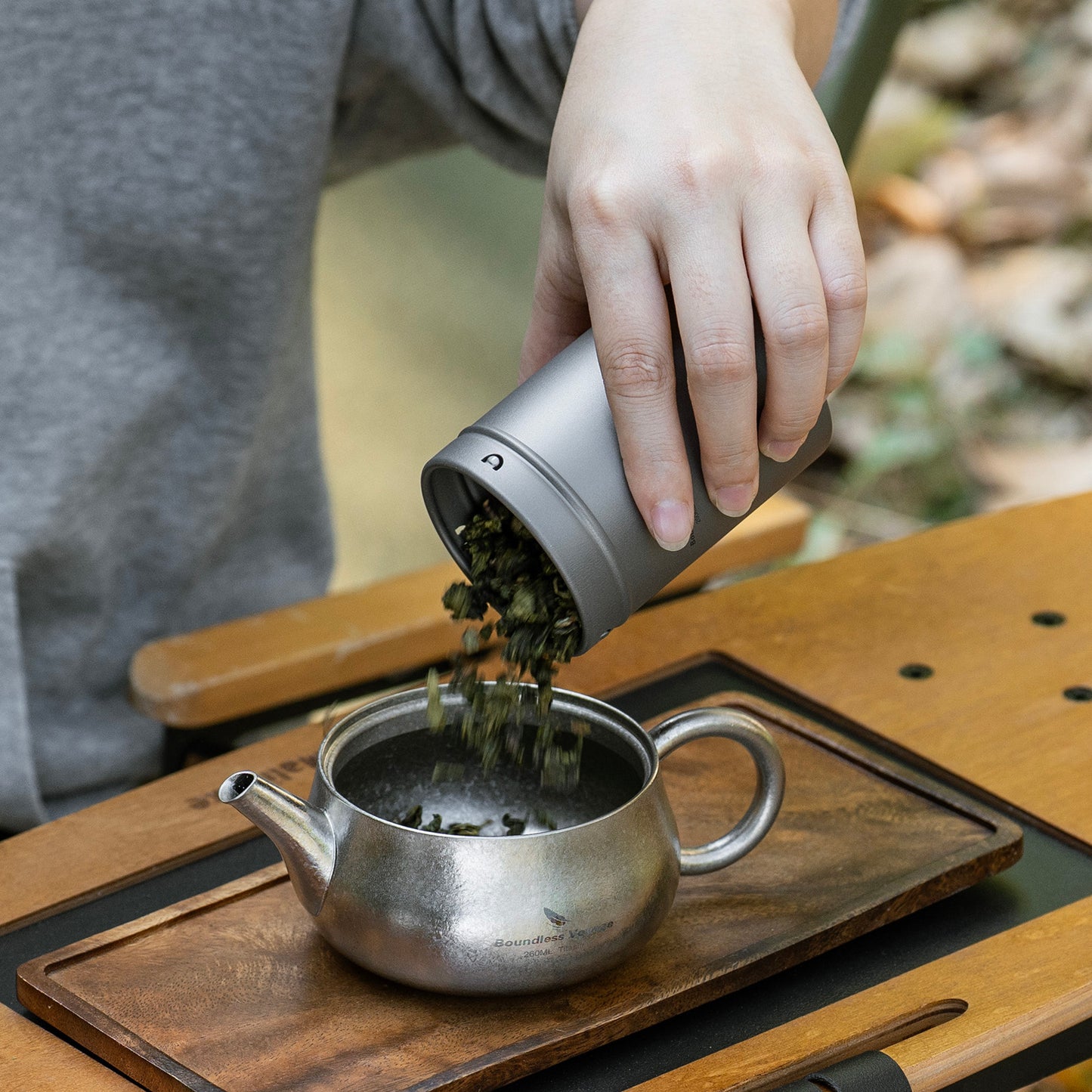 Boundless Voyage Titanium Tea Caddy Tea Canister Ultralight Portable & Small Round Kitchen Food Storage Container for Loose Tea, Coffee, Spices, Beans, Sugar Ti3212D