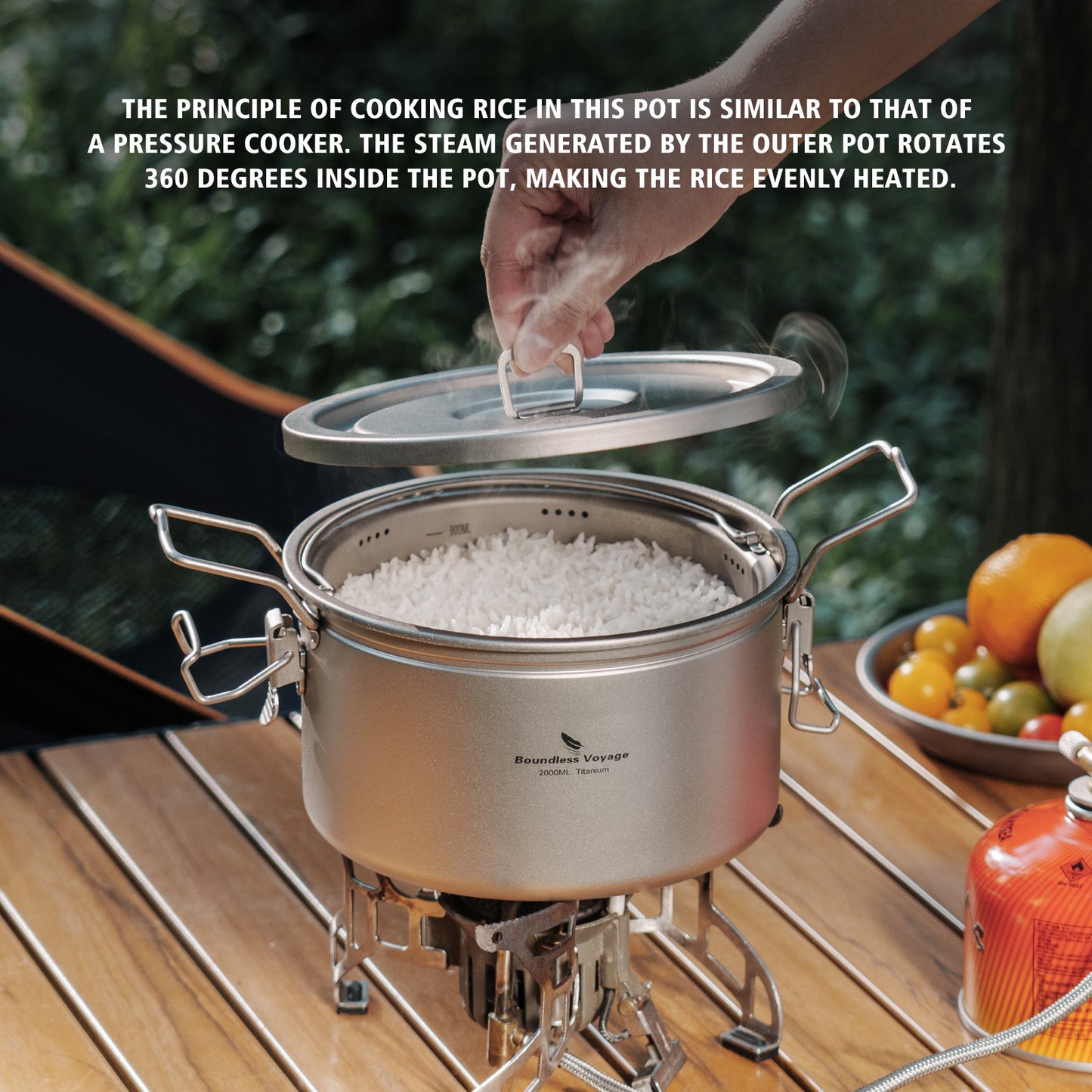 Boundless Voyage Titanium Pot Multifunctional Rice Cooker 2L+0.9L Pot Set Ultralight Outdoor Camping Cookware Ti2087C