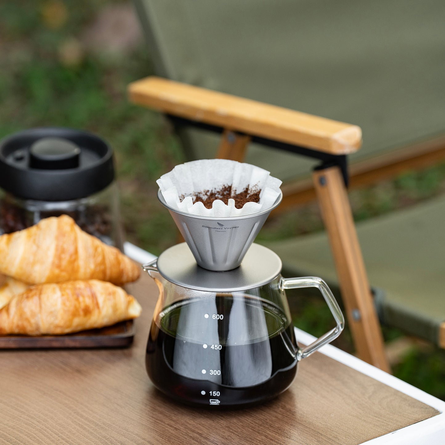 Boundless Voyage Titanium Pour Over Coffee Dripper | Reusable Cone Coffee Strainer Filter, 1-2 Cup Single Serve Coffee Brewer for Travel Camping Home Ti6005P