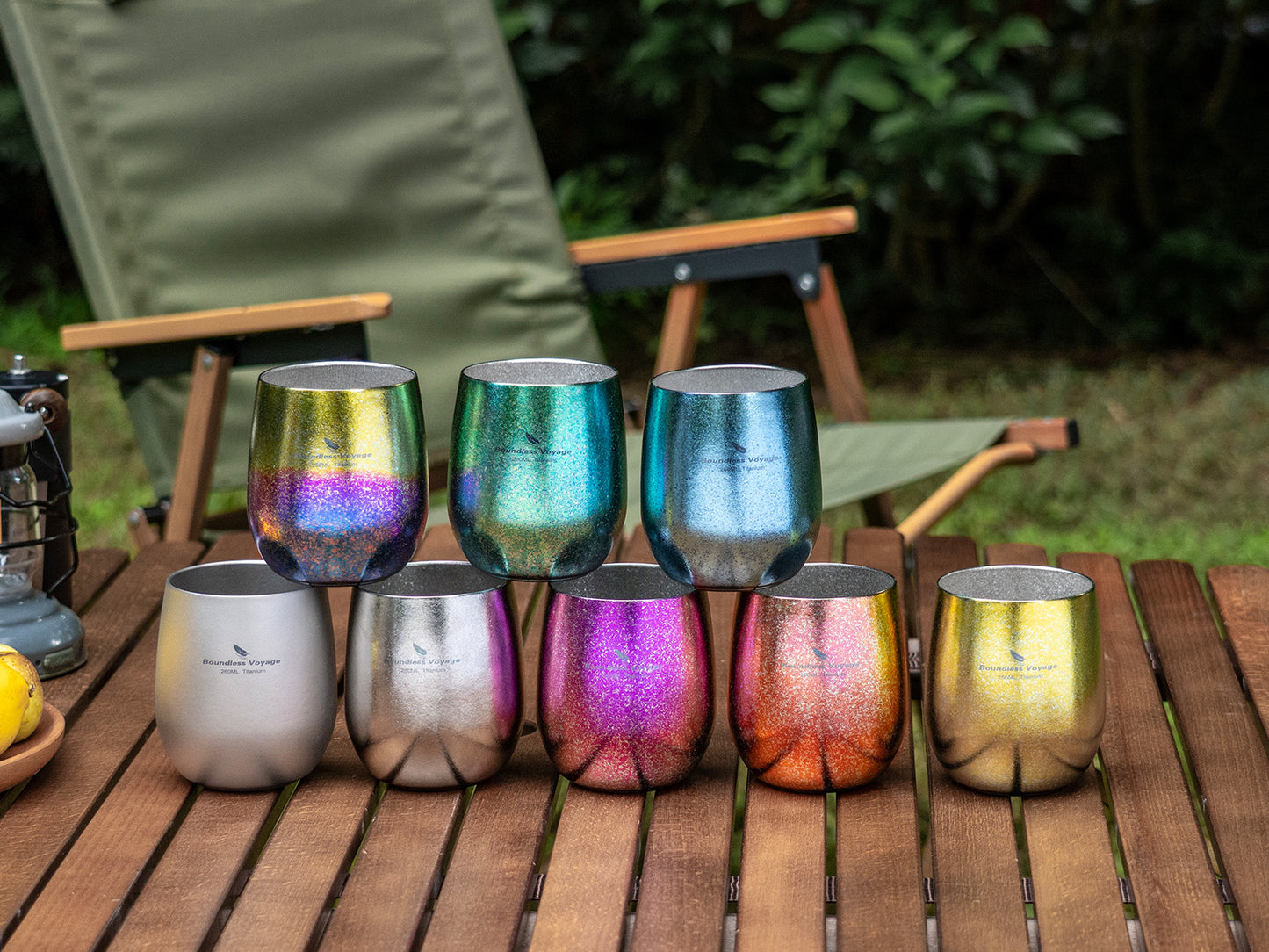 Boundless Voyage 260ML Titanium Double-Walled Egg Shaped Cup, Ice Crystal High-Temp Crystalline Texture Insulated Tea Coffee Mug, Ultralight Portable Drinkware for Camping, Travel & Daily Home Use Ti3084D