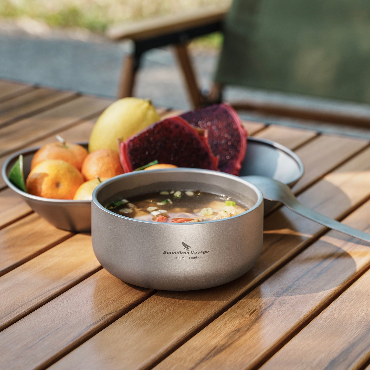 Boundless Voyage Sandblasted Double Walled Pure Titanium Bowl 200ml / 420ml | Ultralight Portable Metal Tableware for Oatmeal, Rice, Soup, Outdoor Camping & Daily Home Use Ti1083T/Ti1084T