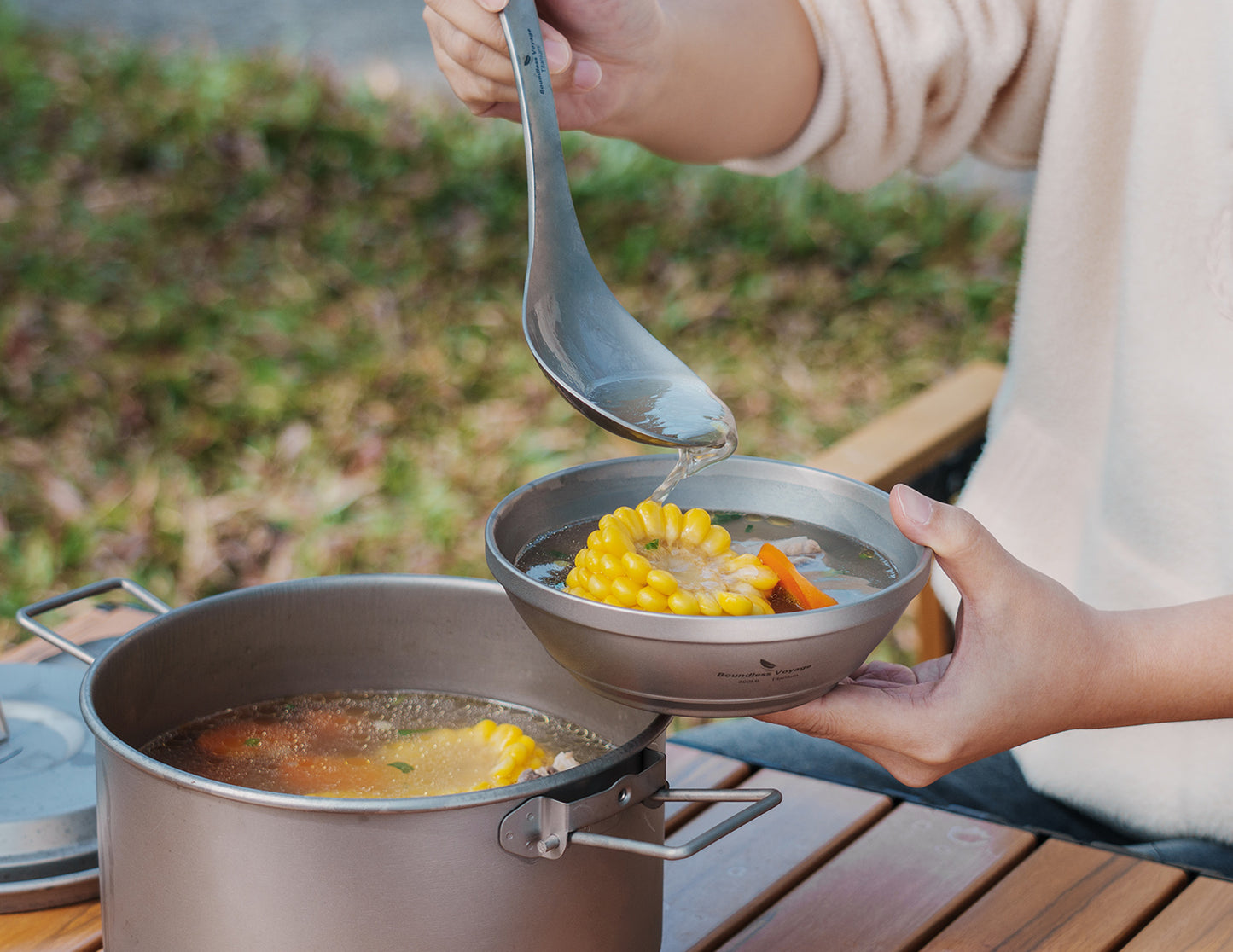 Boundless Voyage 300ml Titanium Double-Wall Bowl, Ultralight Camping Bowl for Hiking Outdoor Home Ti1082T