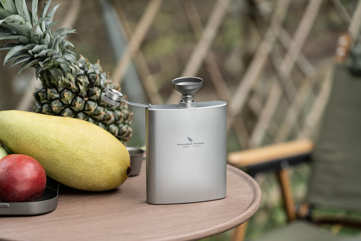 Boundless Voyage Titanium Ultralight Hip Flask 200ml Portable Wine Bottle with Funnel Camping Picnic Pocket Whiskey Alcohol Drinkware Accessories Ti3061D-Ti3062D