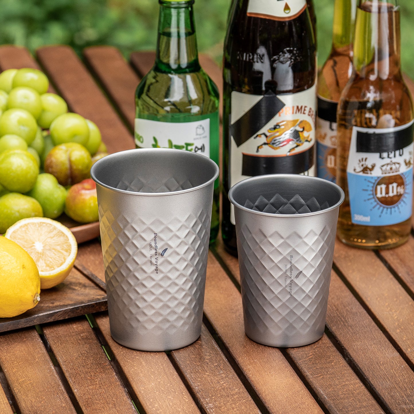 Boundless Voyage Stackable Pure Titanium Cup | Premium Reusable Drinkware for Beer & Juice, Perfect for Home, Party & Outdoor Camping Ti3047D/Ti3048D