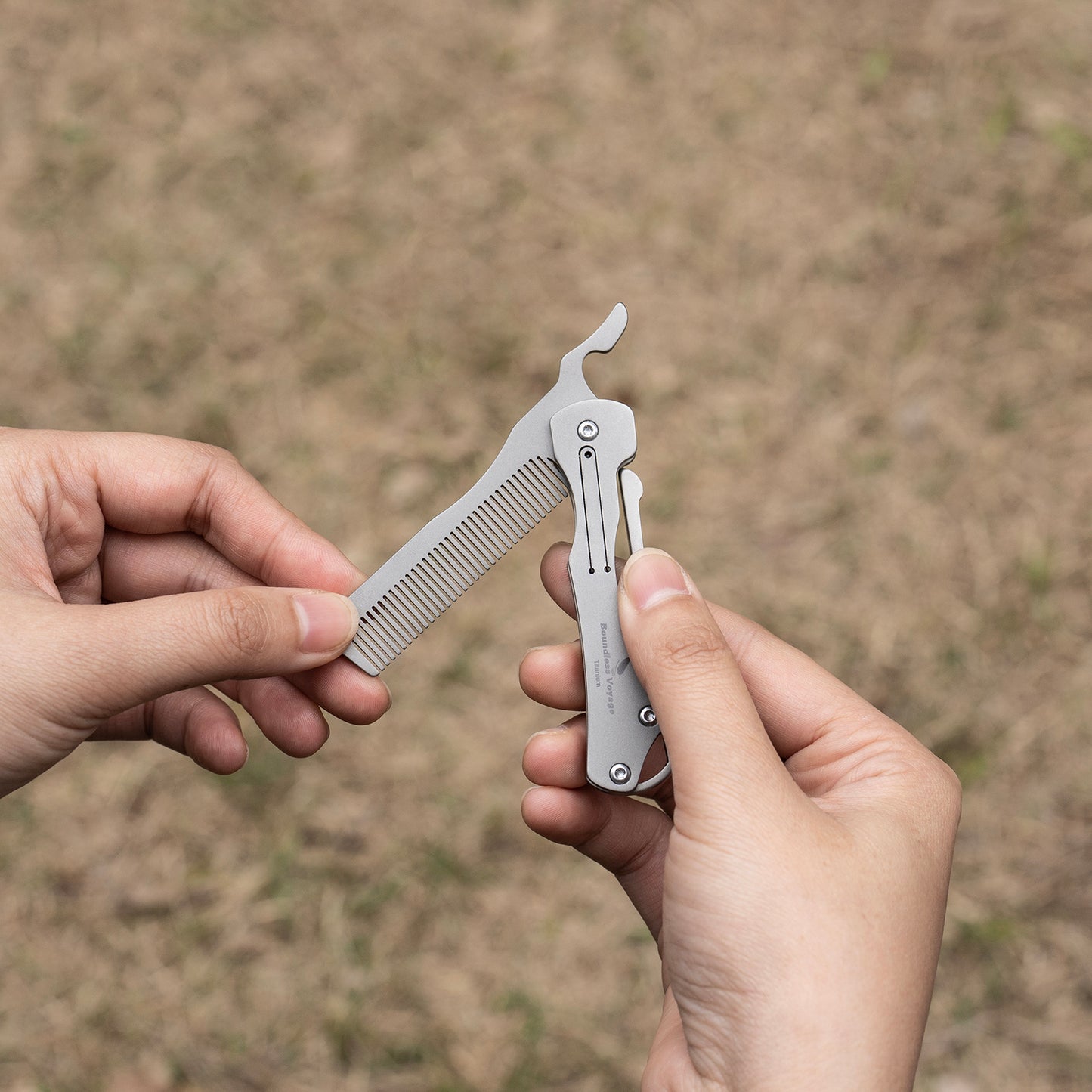 Boundless Voyage Titanium Hair Styling & Beard & Mustache Folding Pocket Comb, Portable EDC Accessories for Men and Women Ti9011O