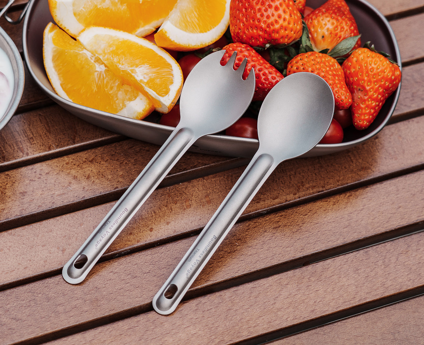 Boundless Voyage Titanium Spoon & Spork Camping Tableware Outdoor Flatware with Storage Bag Cooking Utensils for Kitchen Ti1036T-1037T