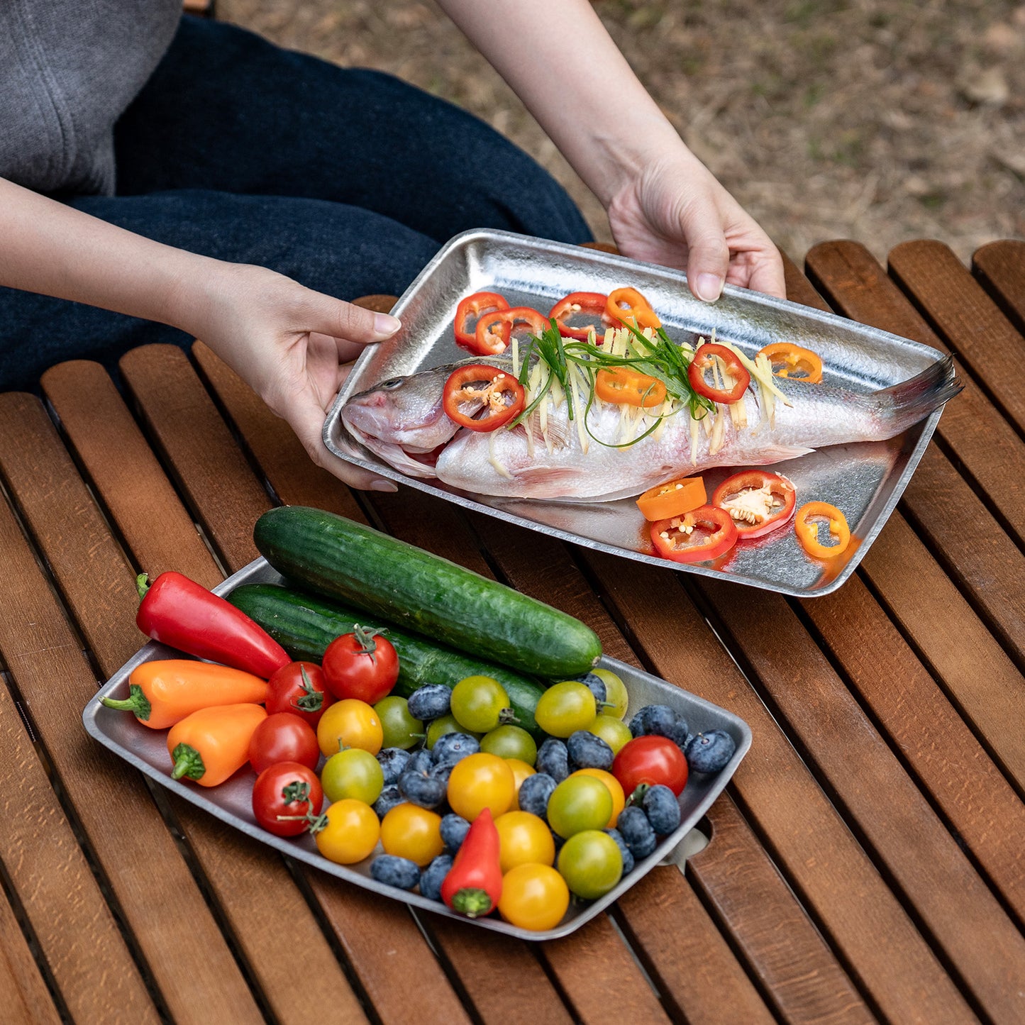 Boundless Voyage Pure Titanium Square Plate | Lightweight Heat-Resistant Portable Camping Tray, Dishwasher Safe Tableware for Home, Picnic & BBQ Ti1149T