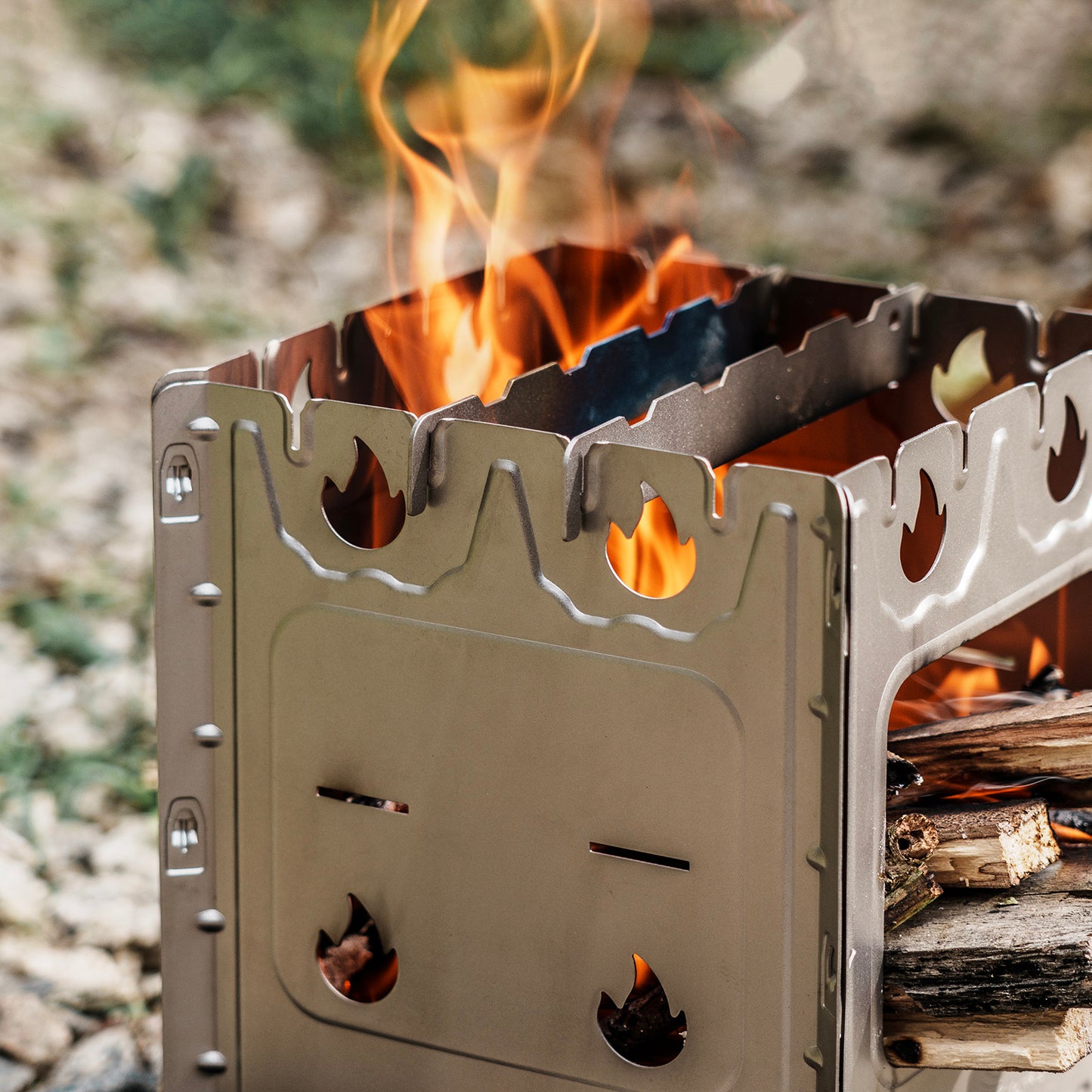 Boundless Voyage Detachable Titanium Wood Stove | Ultralight Thickened Charcoal Burner with Removable Pot Holder, Portable Outdoor Camping Furnace  Ti2008C