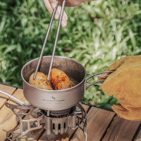 Boundless Voyage Outdoor Titanium Pot with Pan Set with Collapsible Folding Handle for Outdoor Camping Cooking Hiking Backpacking Portable Cookware Ti2037C-Ti2039C