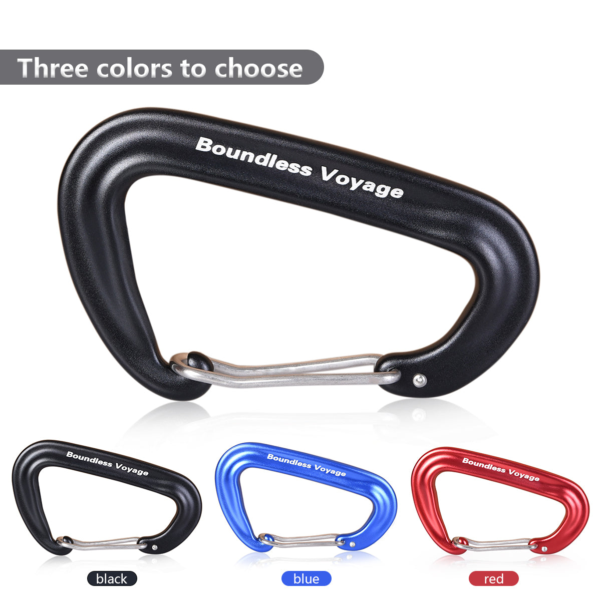Boundless Voyage Aluminum‑Alloy Carabiners, 2Pcs /4Pcs /6Pcs Spring‑Loaded Utility Clips in Blue, Red, Black for Outdoor Camping, Keychains and Daily‑Use BV1026