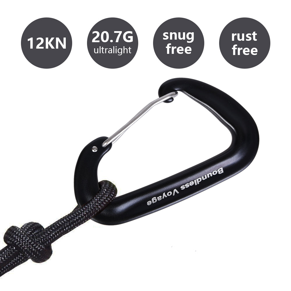 Boundless Voyage Aluminum‑Alloy Carabiners, 2Pcs /4Pcs /6Pcs Spring‑Loaded Utility Clips in Blue, Red, Black for Outdoor Camping, Keychains and Daily‑Use BV1026