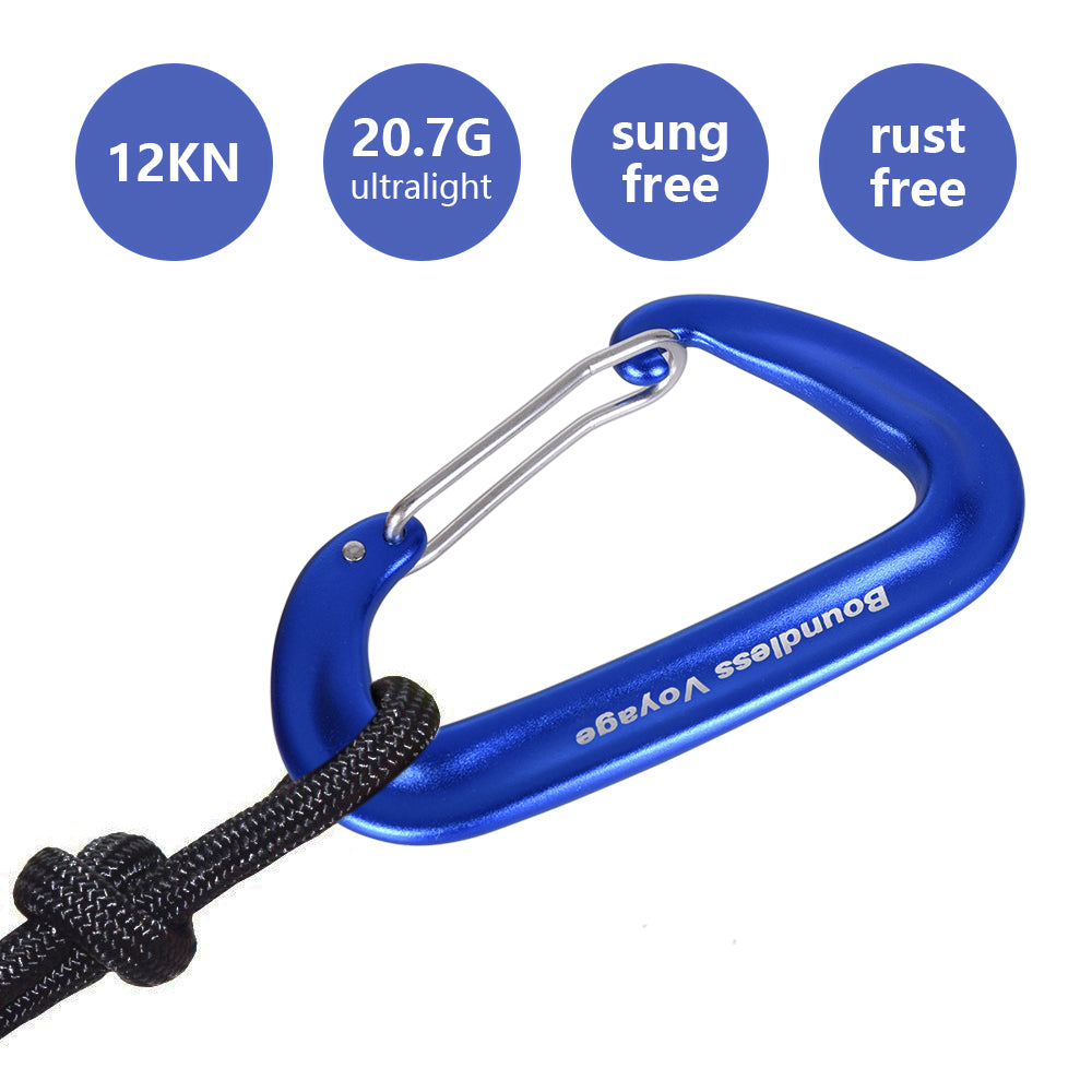 Boundless Voyage Aluminum‑Alloy Carabiners, 2Pcs /4Pcs /6Pcs Spring‑Loaded Utility Clips in Blue, Red, Black for Outdoor Camping, Keychains and Daily‑Use BV1026