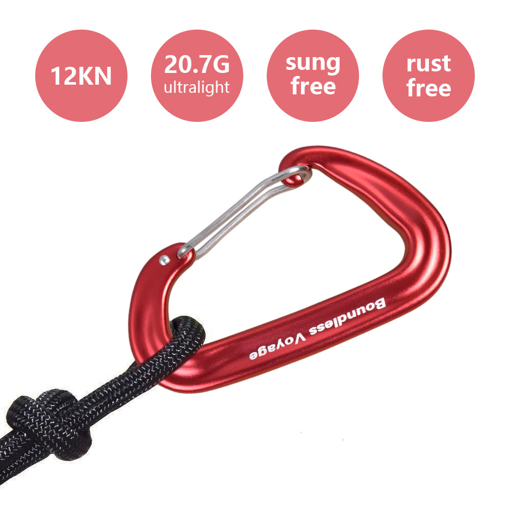 Boundless Voyage Aluminum‑Alloy Carabiners, 2Pcs /4Pcs /6Pcs Spring‑Loaded Utility Clips in Blue, Red, Black for Outdoor Camping, Keychains and Daily‑Use BV1026