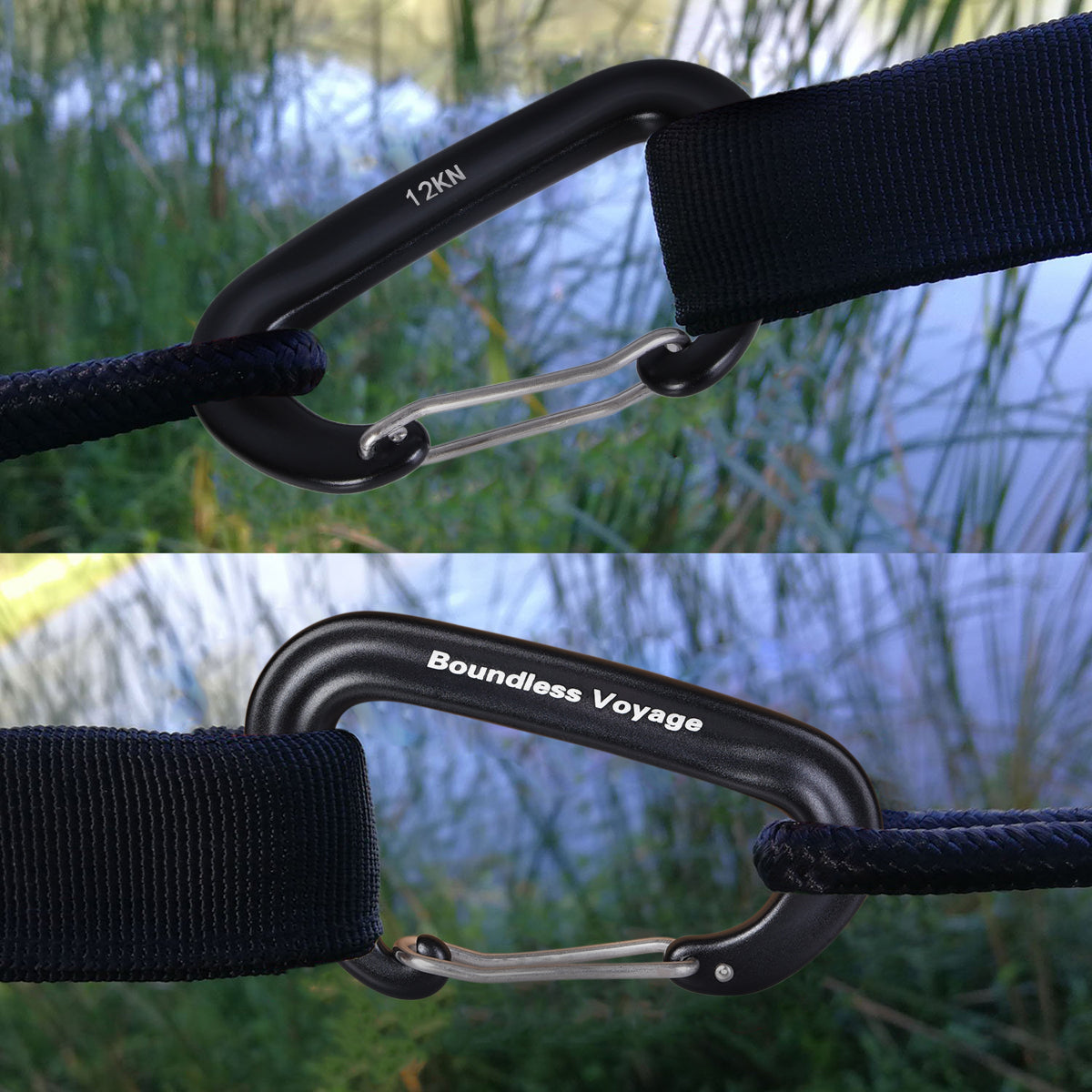 Boundless Voyage Aluminum‑Alloy Carabiners, 2Pcs /4Pcs /6Pcs Spring‑Loaded Utility Clips in Blue, Red, Black for Outdoor Camping, Keychains and Daily‑Use BV1026