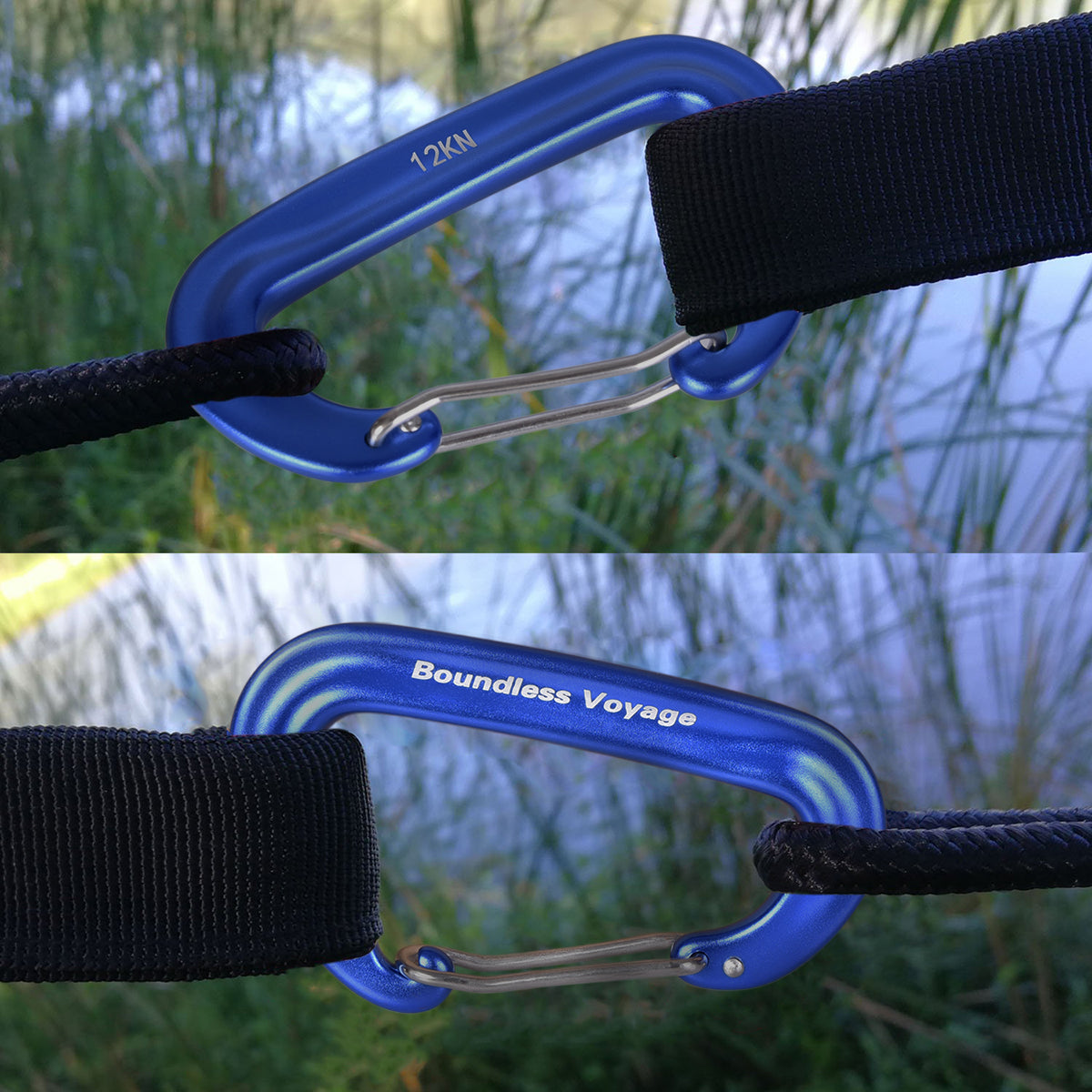 Boundless Voyage Aluminum‑Alloy Carabiners, 2Pcs /4Pcs /6Pcs Spring‑Loaded Utility Clips in Blue, Red, Black for Outdoor Camping, Keychains and Daily‑Use BV1026