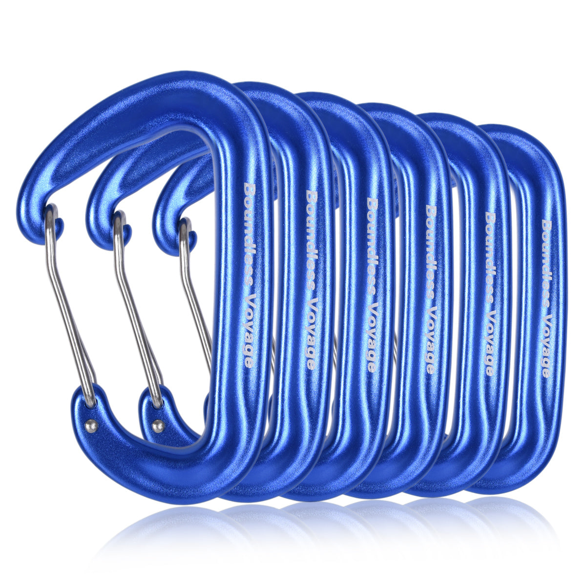 Boundless Voyage Aluminum‑Alloy Carabiners, 2Pcs /4Pcs /6Pcs Spring‑Loaded Utility Clips in Blue, Red, Black for Outdoor Camping, Keychains and Daily‑Use BV1026