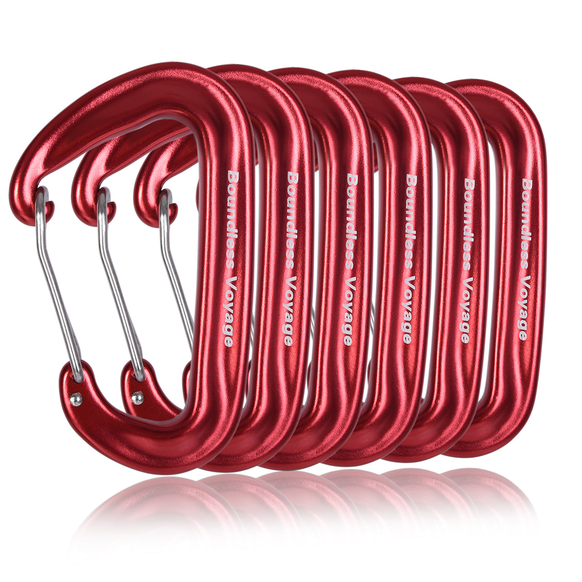 Boundless Voyage Aluminum‑Alloy Carabiners, 2Pcs /4Pcs /6Pcs Spring‑Loaded Utility Clips in Blue, Red, Black for Outdoor Camping, Keychains and Daily‑Use BV1026